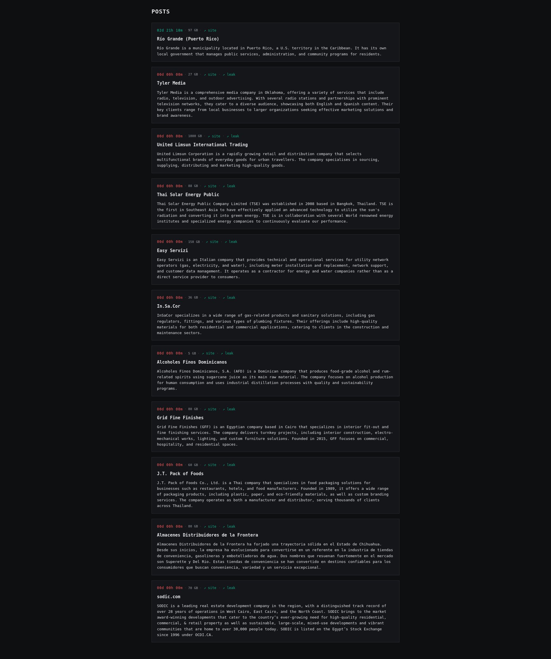 Screenshot of Easy Servizi leak page