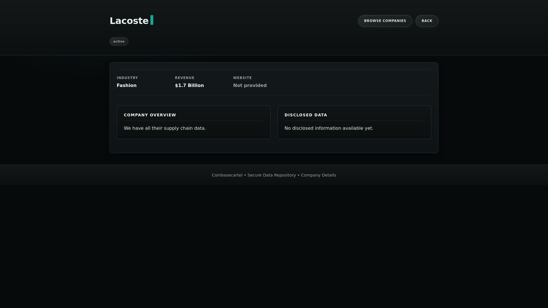 Screenshot of Lacoste leak page