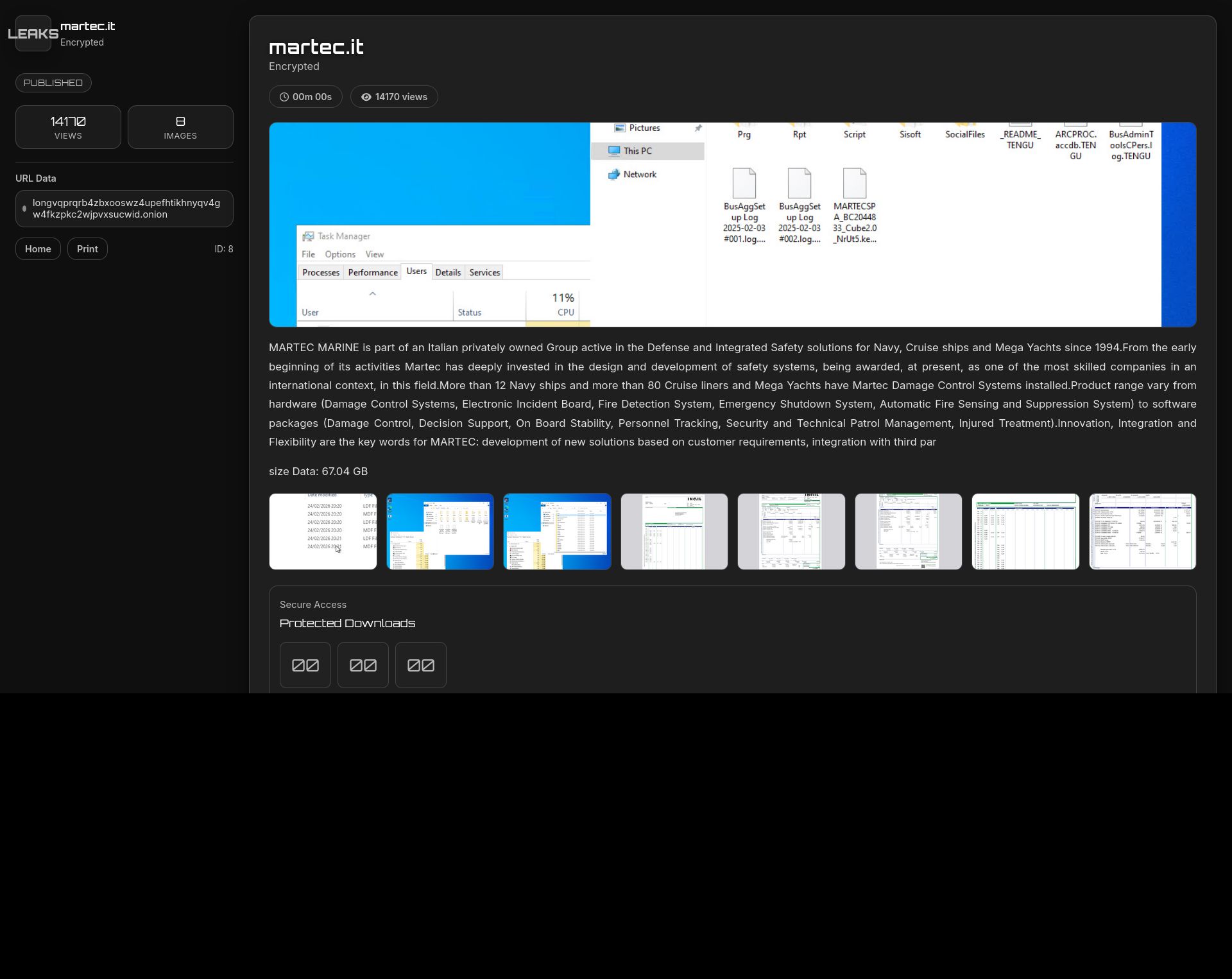 Screenshot of martec.it leak page