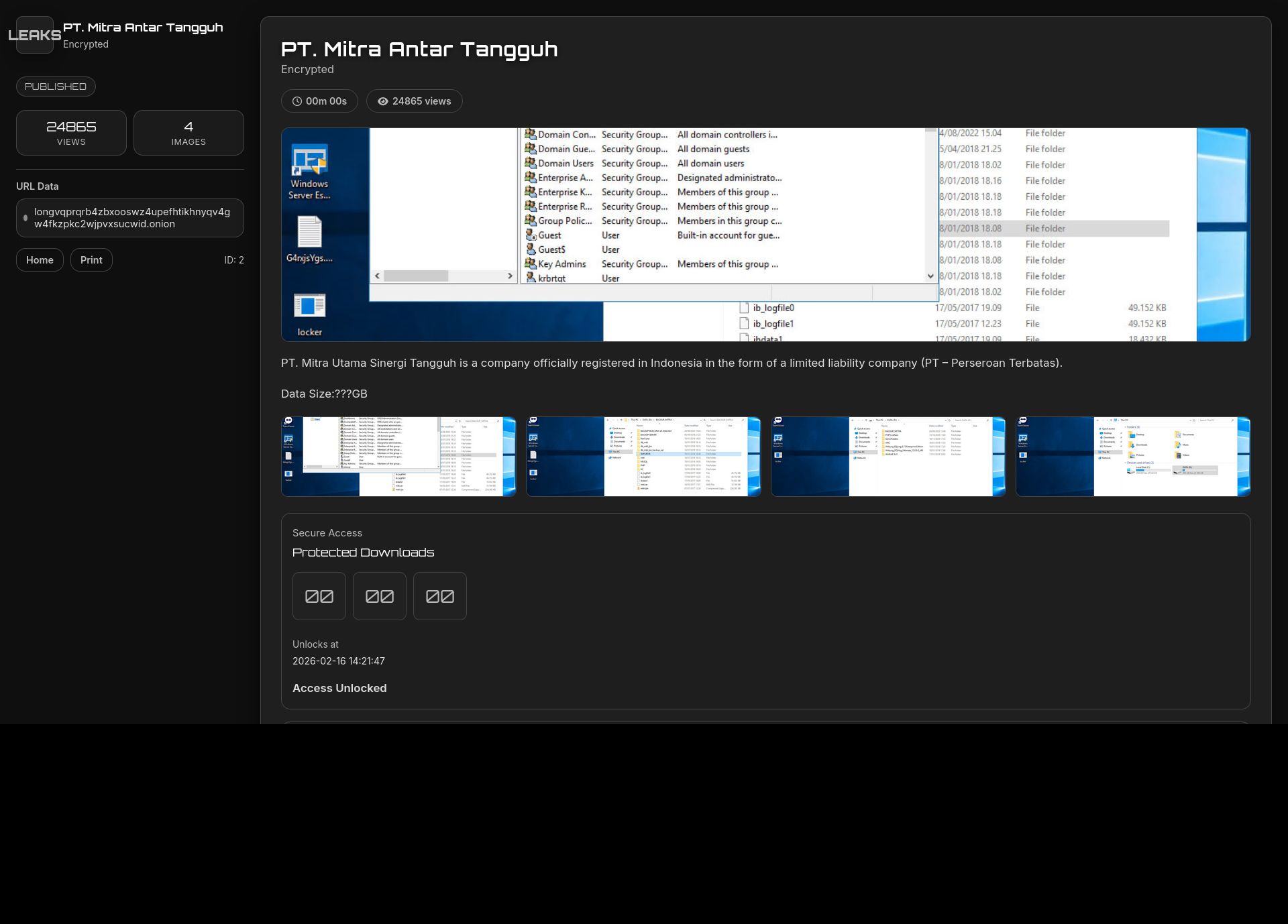 Screenshot of PT. Mitra Antar Tangguh leak page