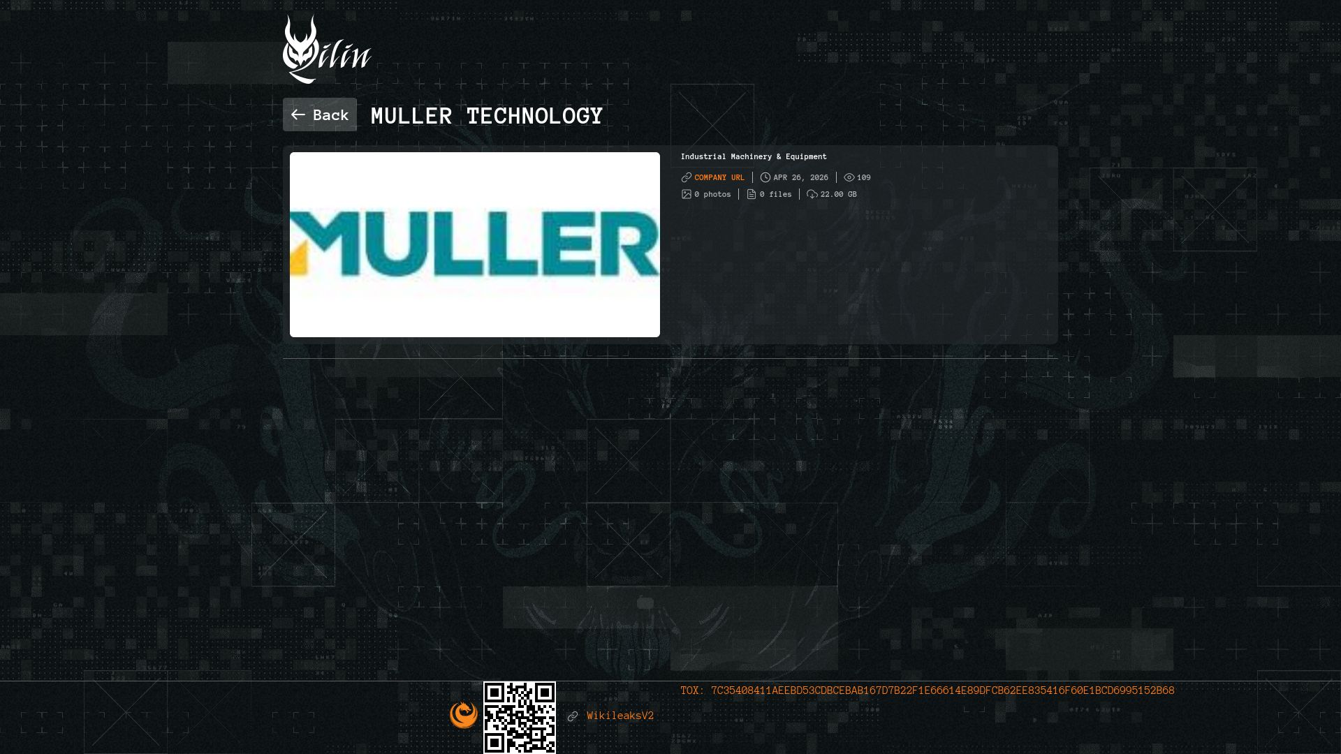 Screenshot of Muller Technology leak page