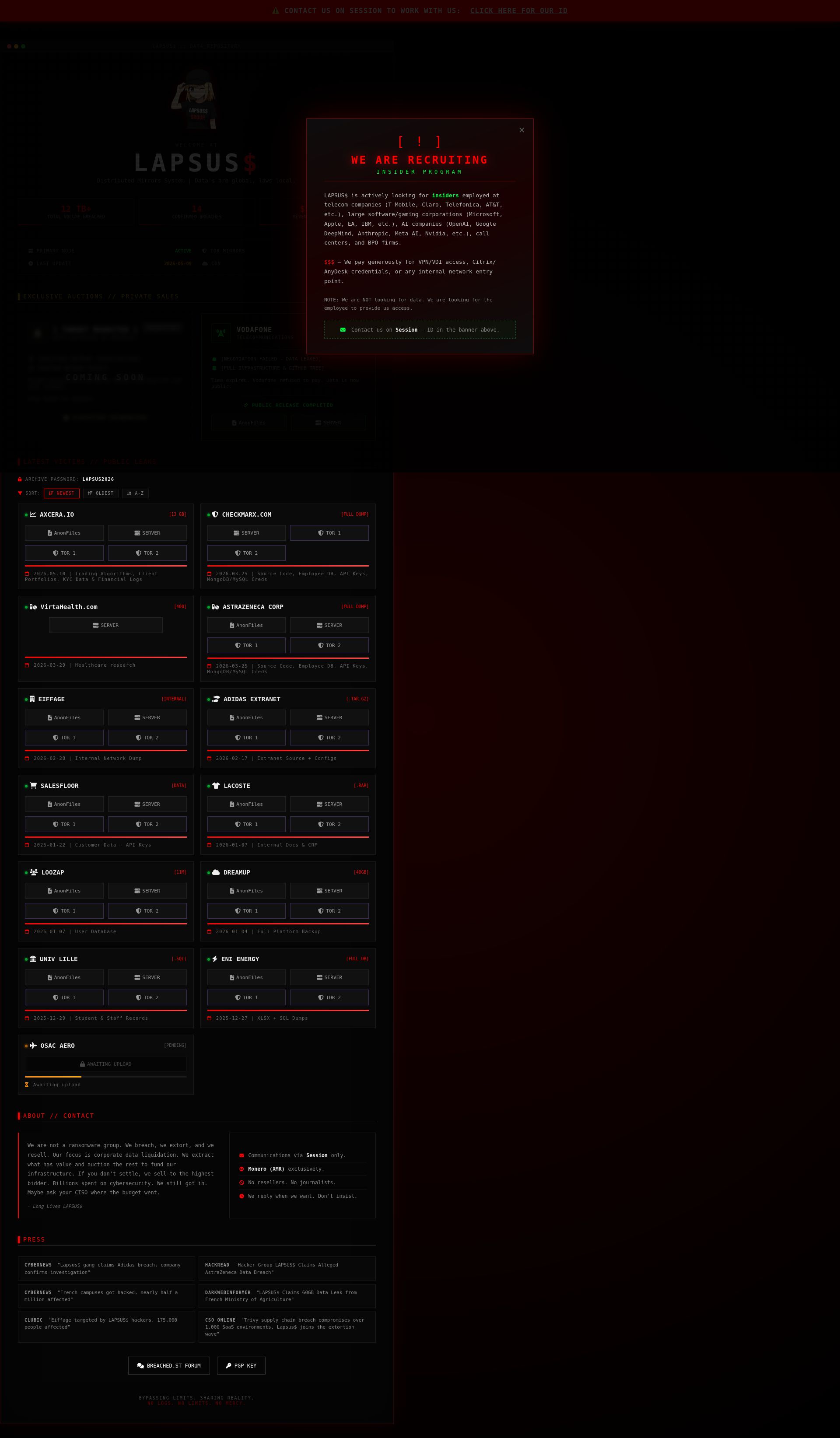 Screenshot of AXCERA TRADING leak page