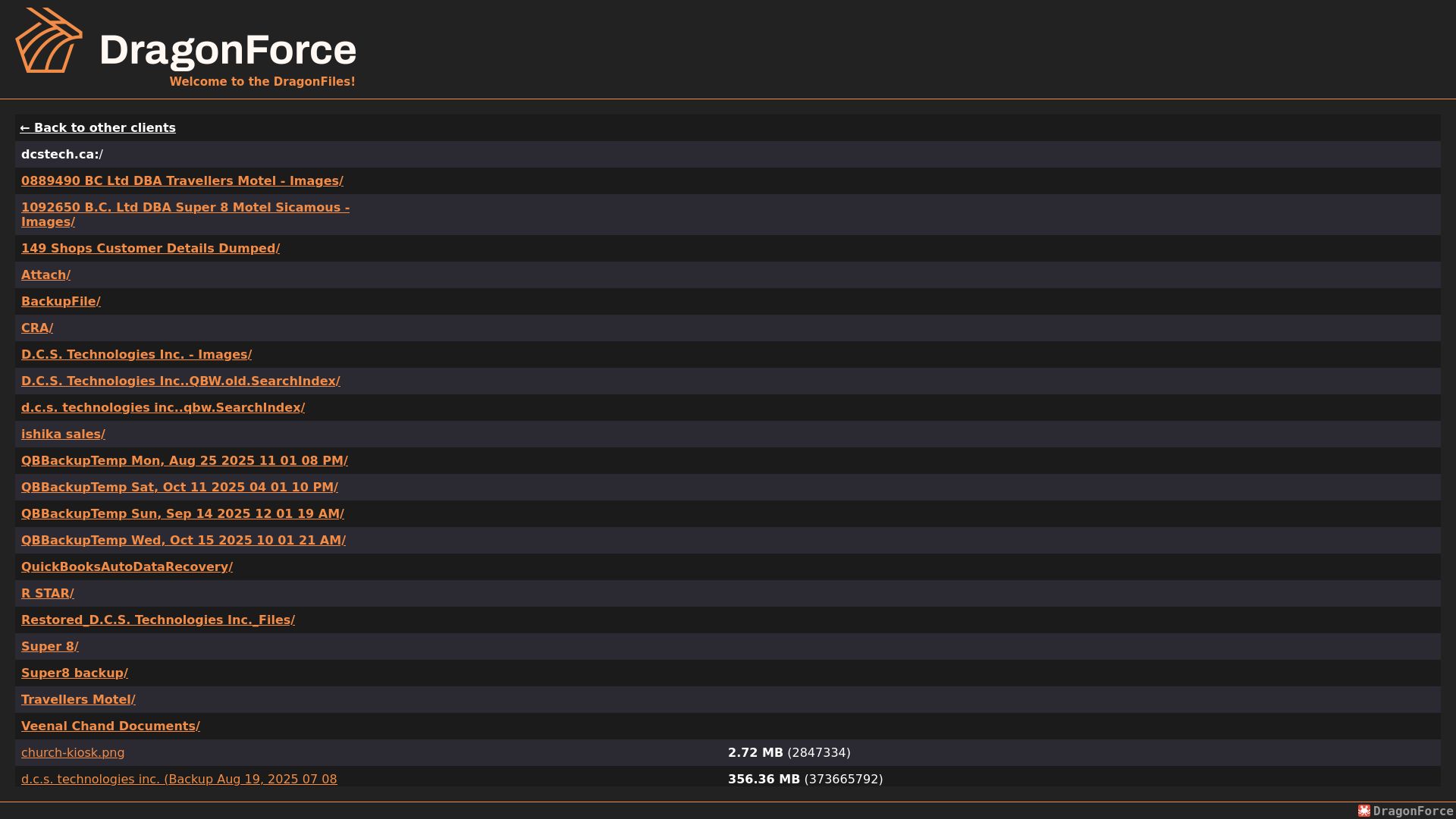Screenshot of DCS TECHNOLOGIES INC. leak page