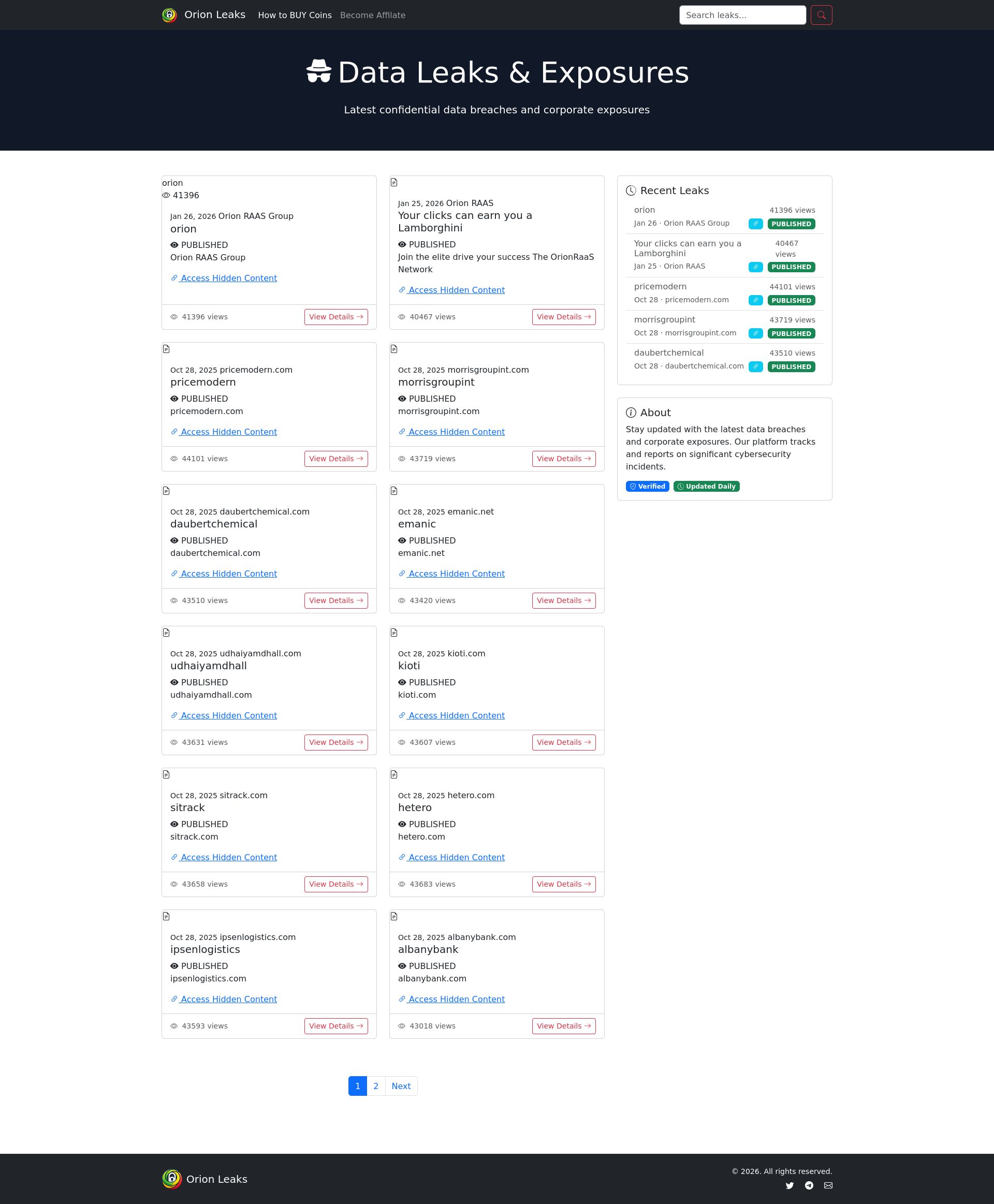 Screenshot of morrisgroupint leak page