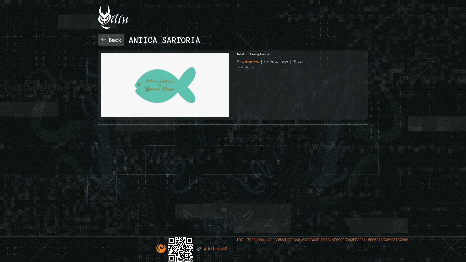Screenshot of Antica Sartoria leak page