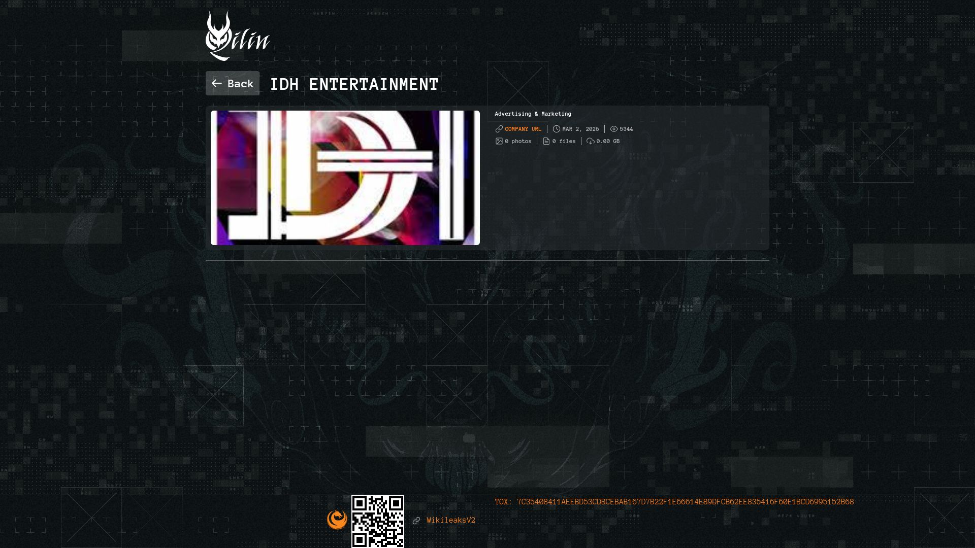 Screenshot of IDH Entertainment leak page