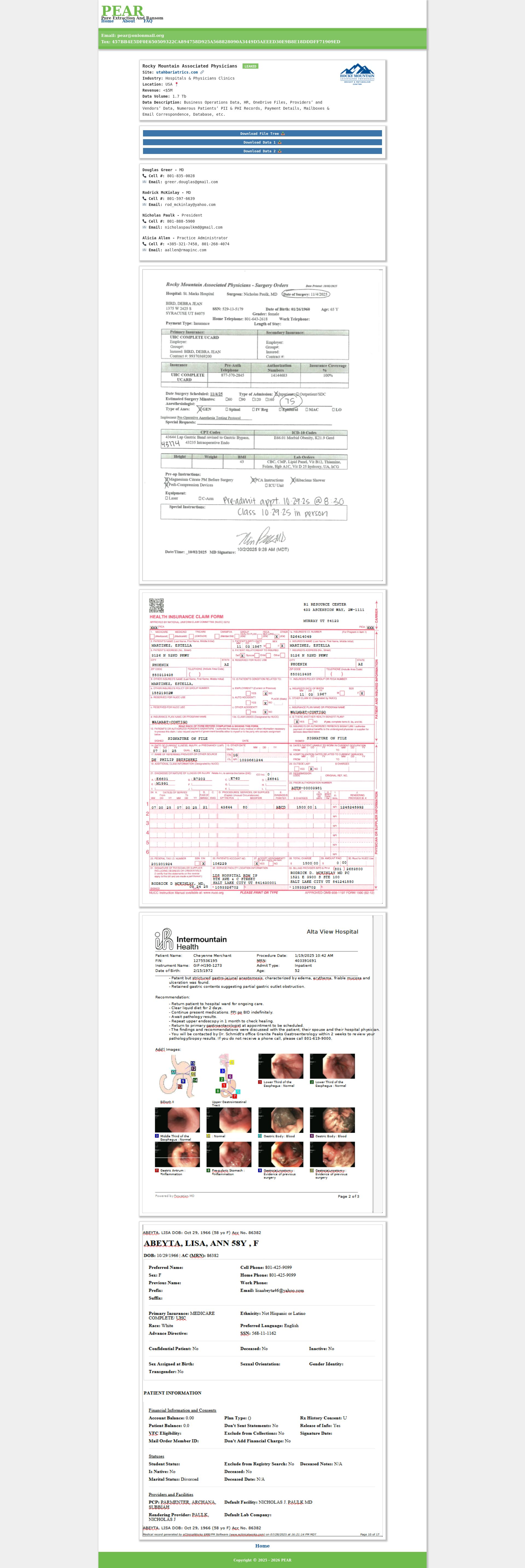 Screenshot of Rocky Mountain Associated Physicians leak page