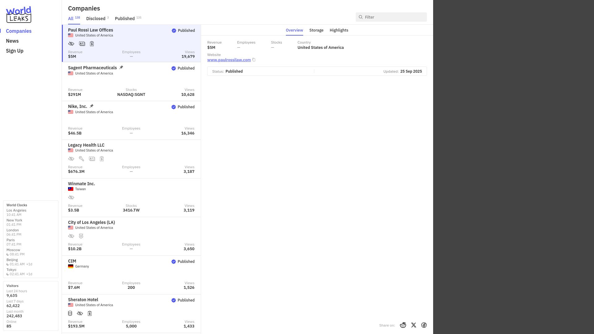 Screenshot of Paul Rossi Law Offices leak page