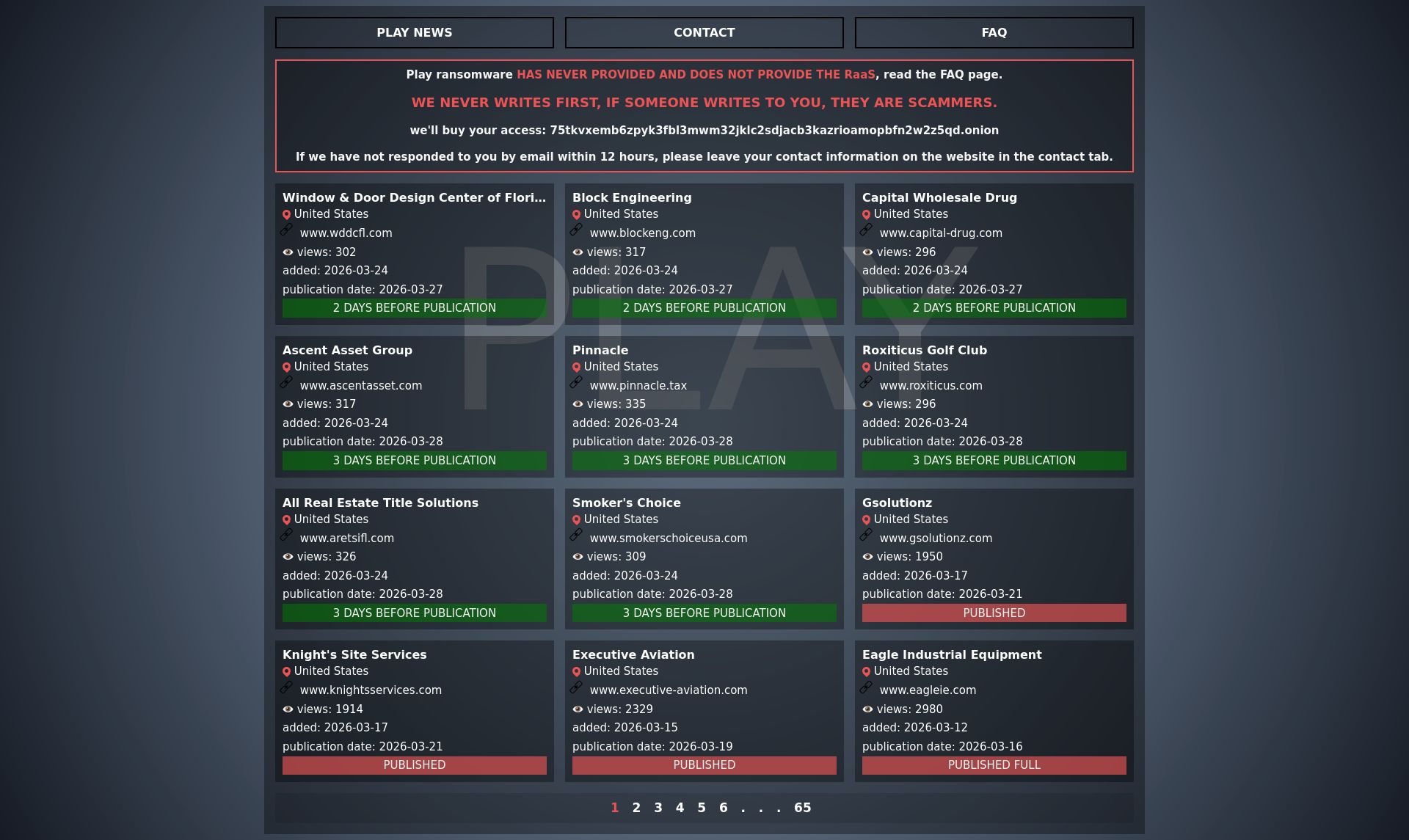 Screenshot of serrano-ind.com leak page