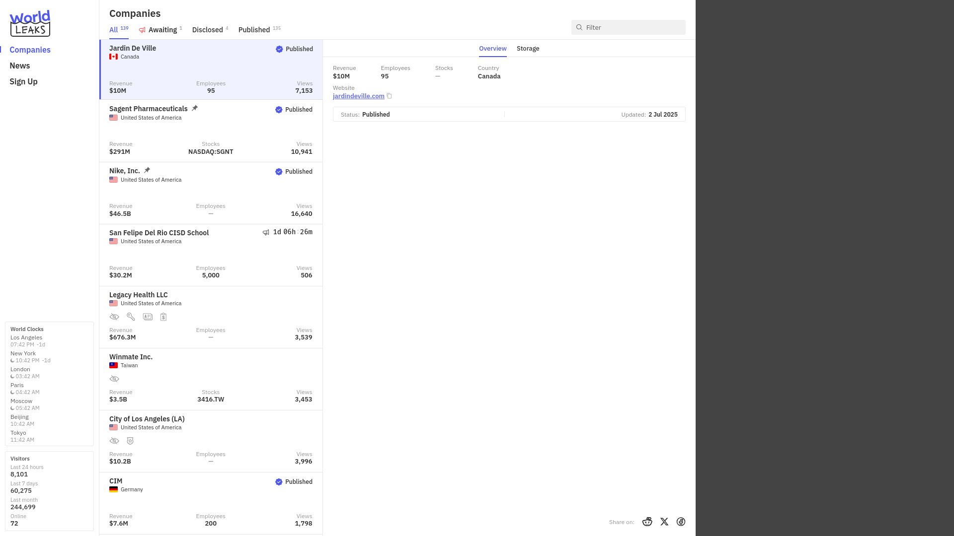 Screenshot of Jardin De Ville leak page