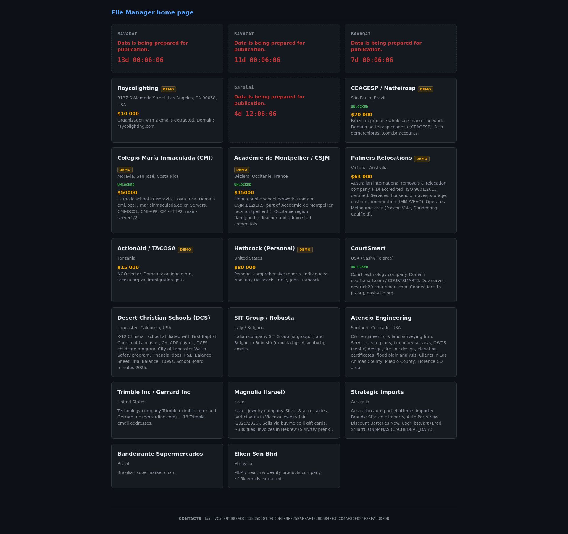 Screenshot of BAVADAI leak page