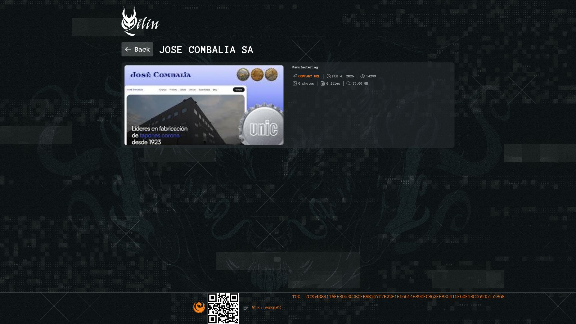 Screenshot of JOSE COMBALIA SA leak page