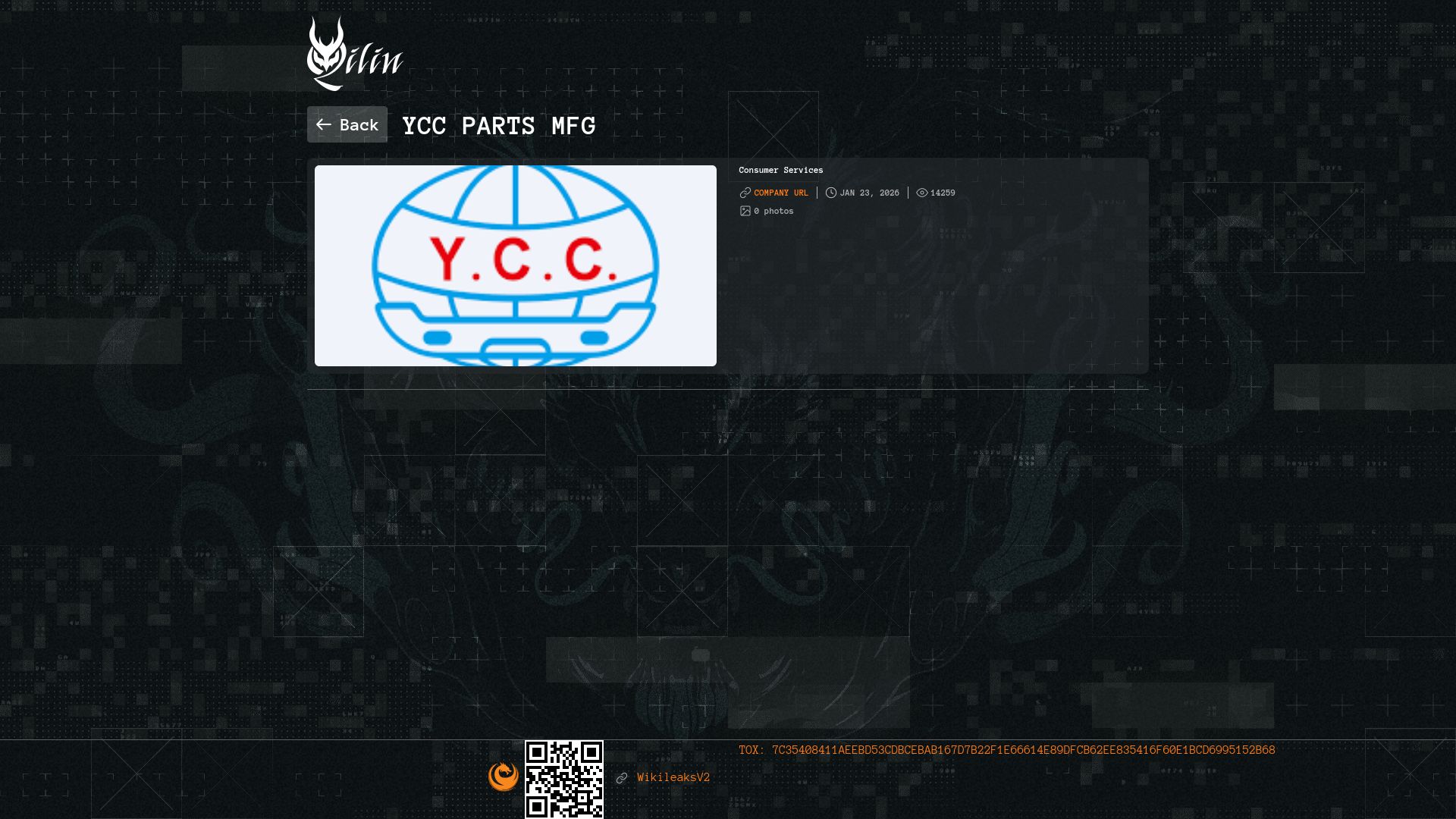 Screenshot of YCC Parts Mfg leak page