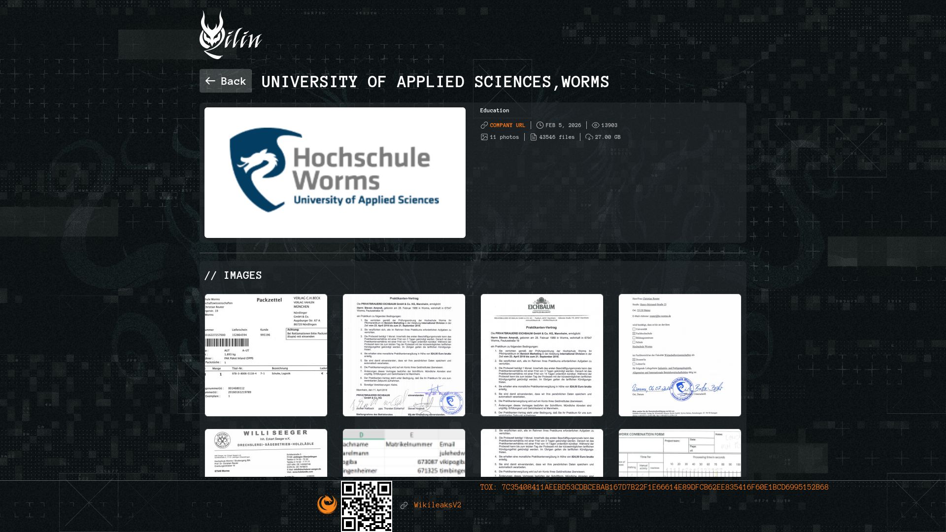 Screenshot of University of Applied Sciences,Worms leak page