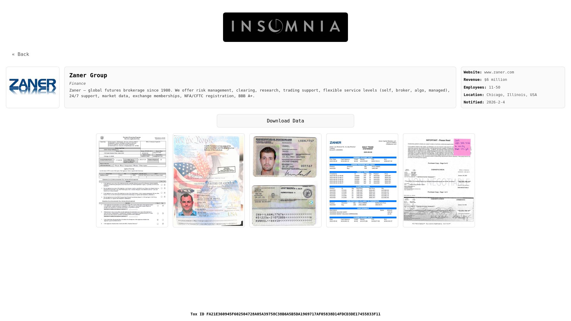 Screenshot of Zaner Group leak page