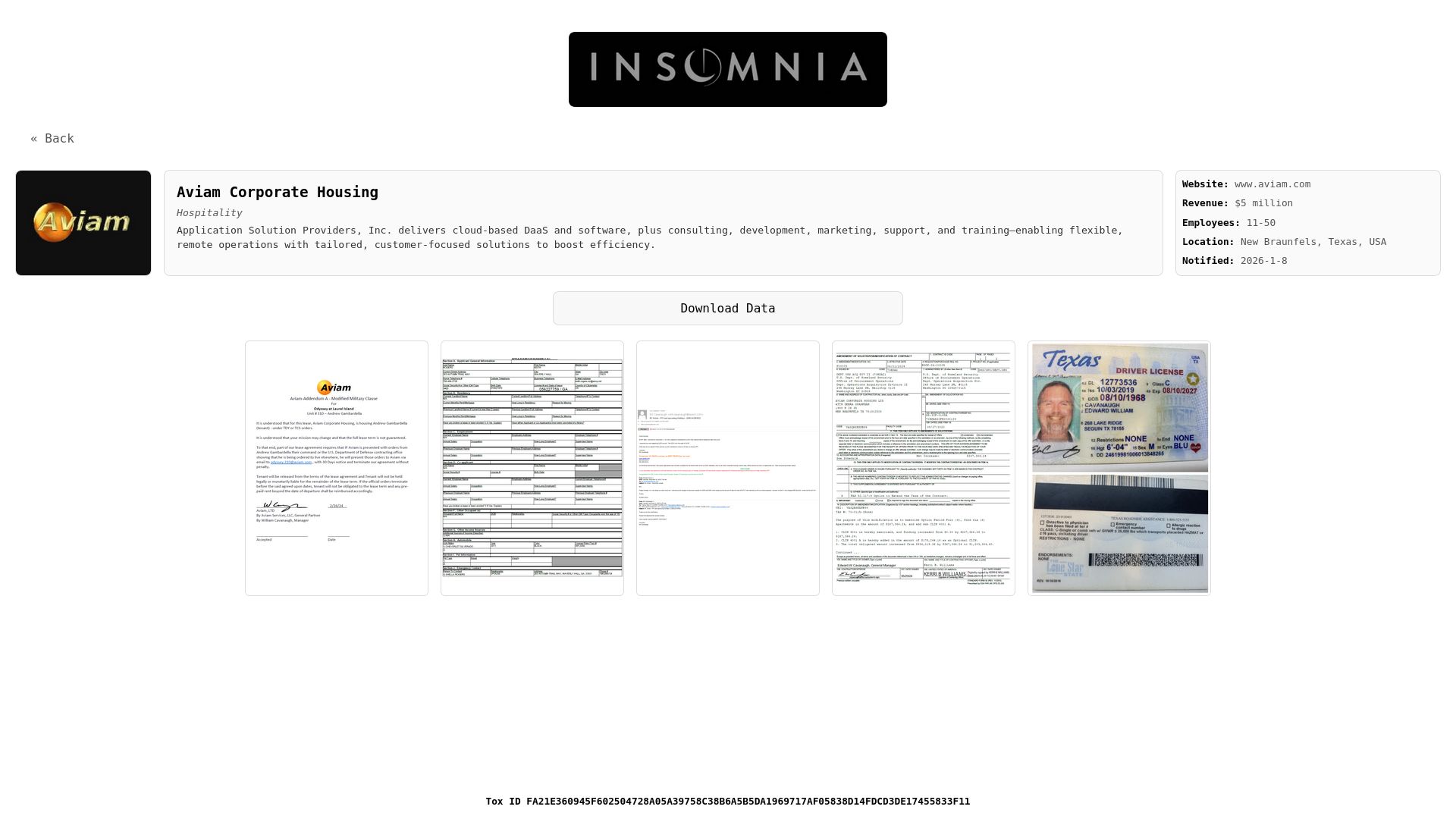 Screenshot of Aviam Corporate Housing leak page