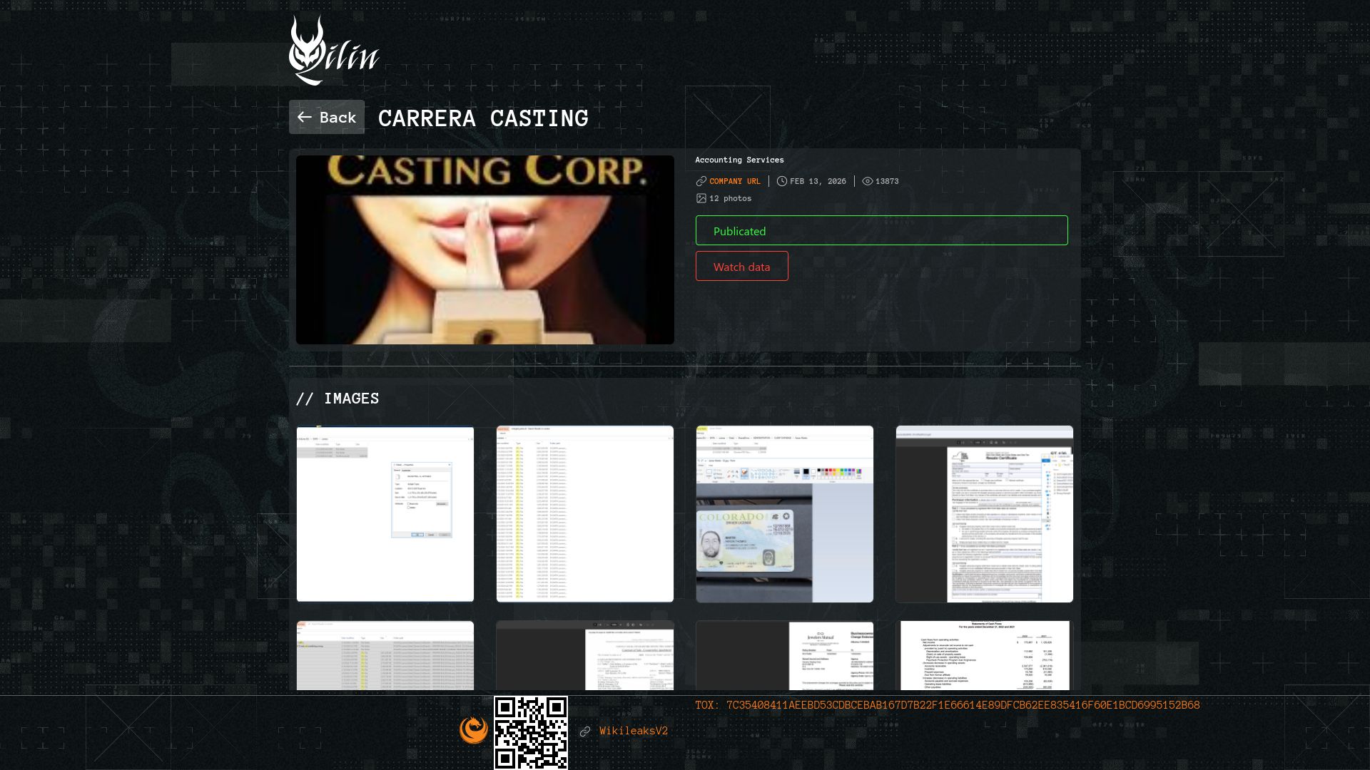 Screenshot of Carrera Casting leak page
