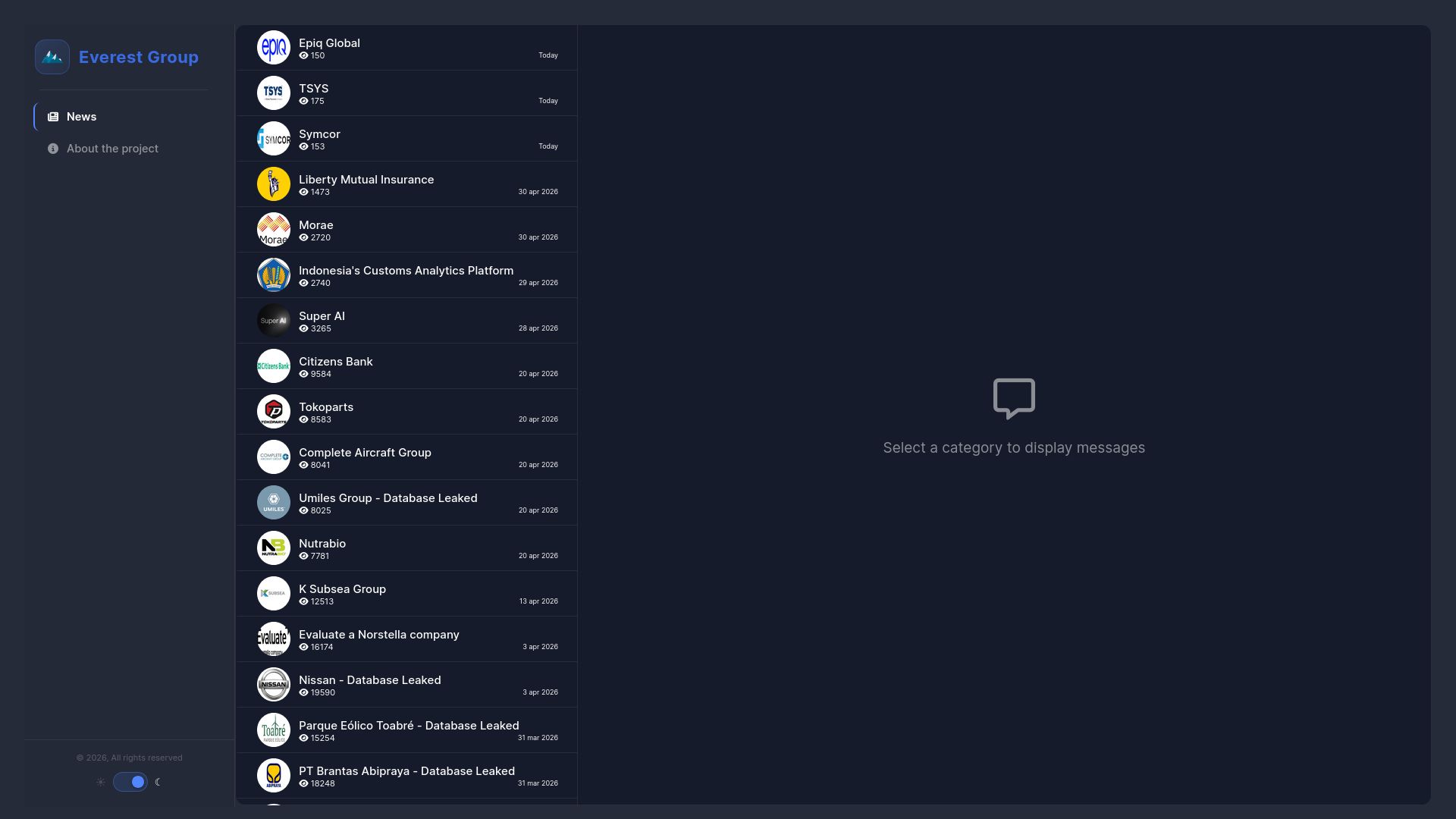 Screenshot of TSYS leak page