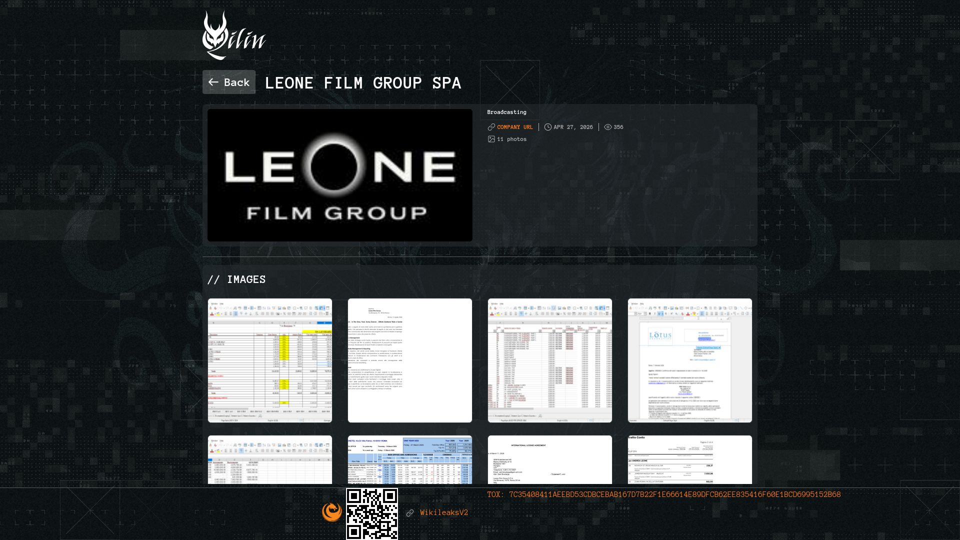Screenshot of Leone Film Group SpA leak page