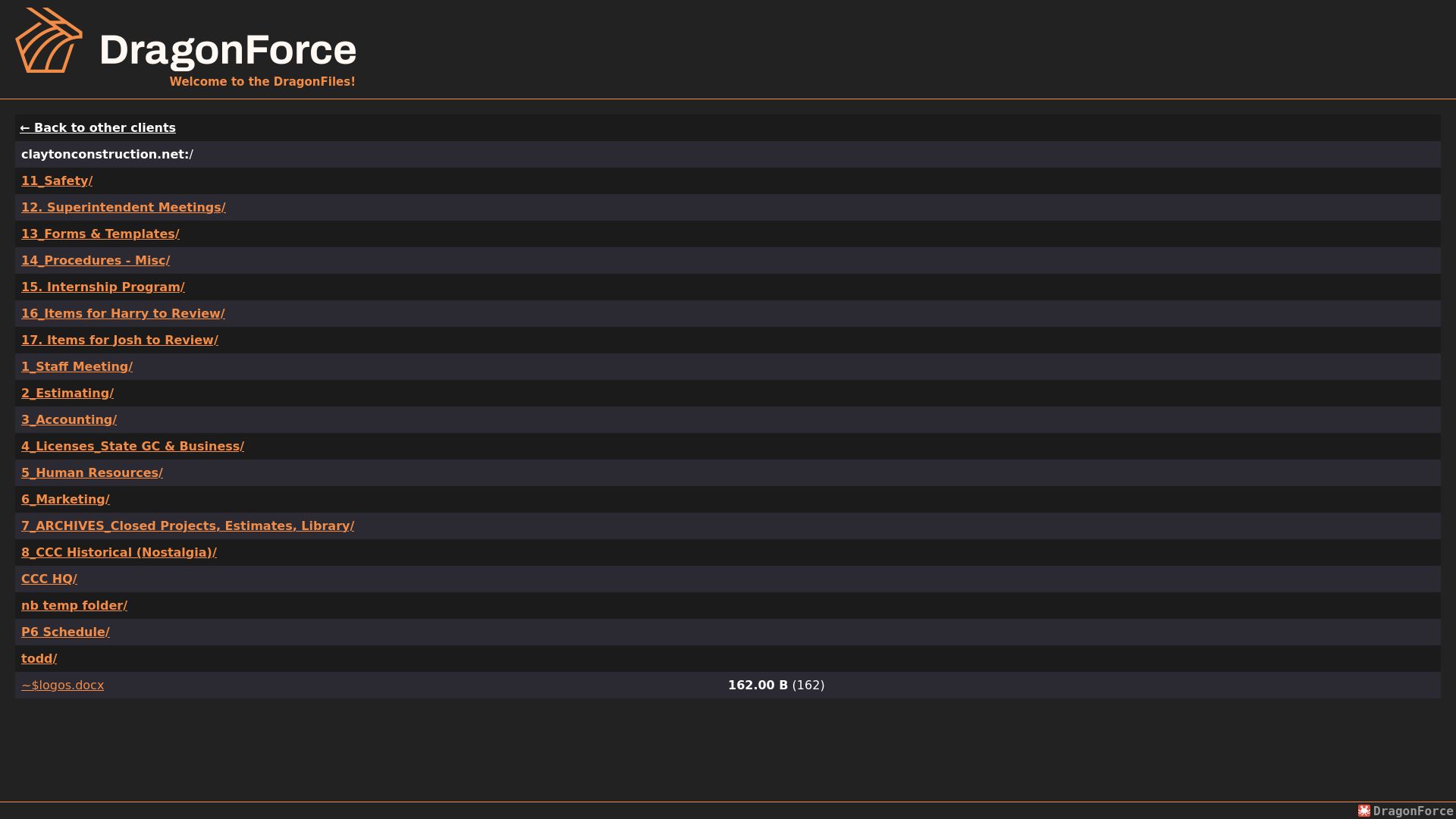 Screenshot of Clayton Construction leak page