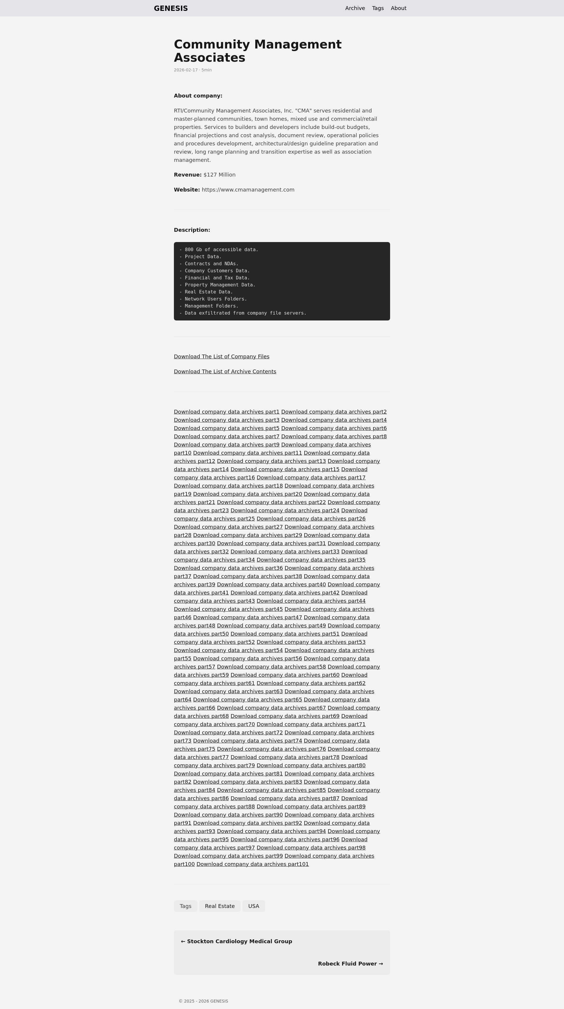 Screenshot of Community Management Associates leak page