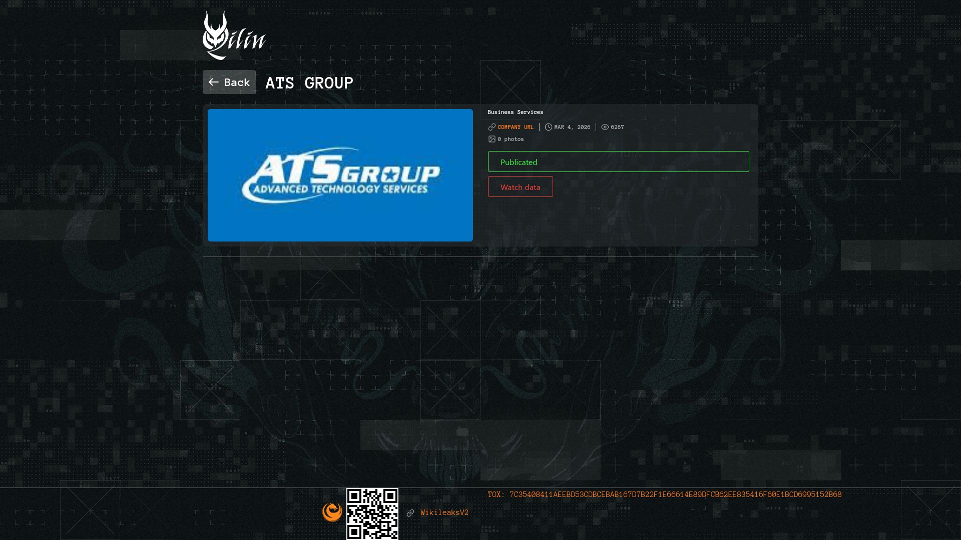 Screenshot of ATS Group leak page