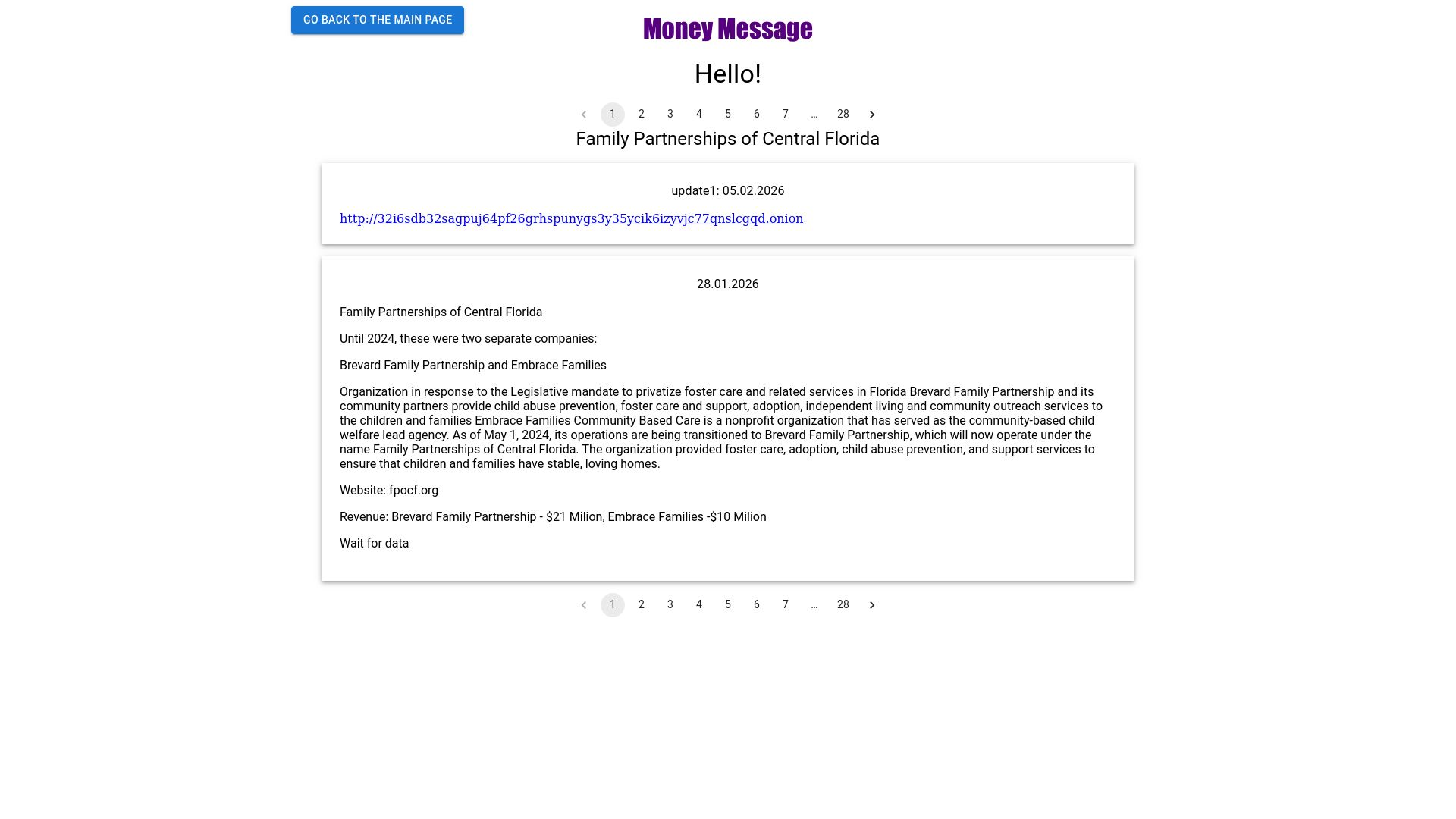 Screenshot of Family Partnerships of Central Florida leak page
