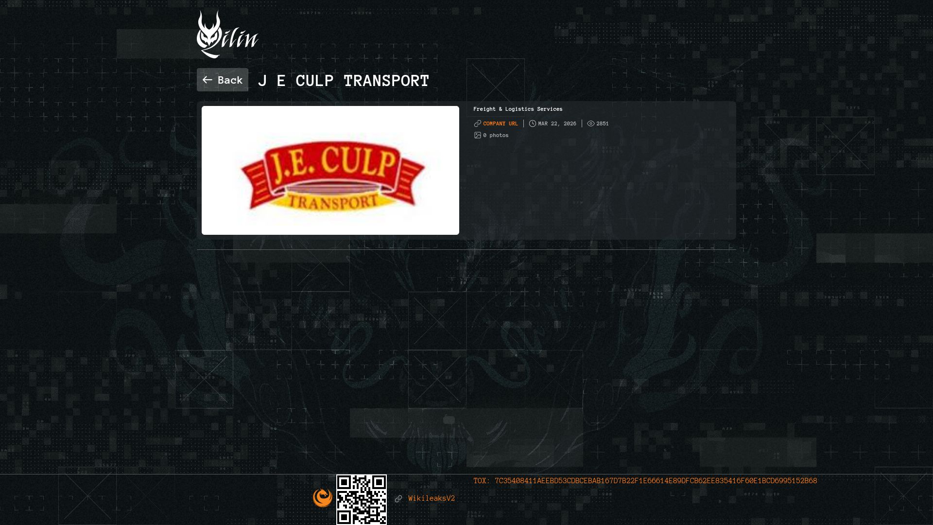 Screenshot of J E Culp Transport leak page
