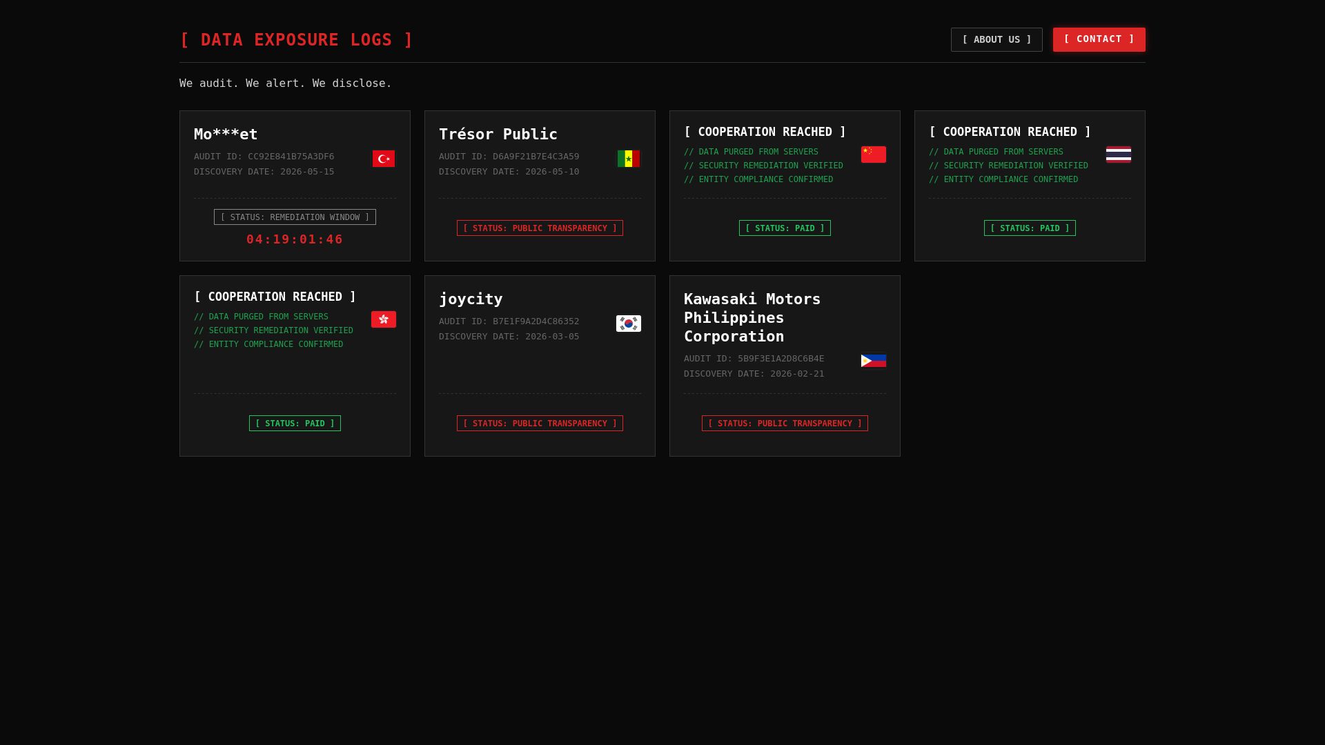 Screenshot of Trésor Public leak page