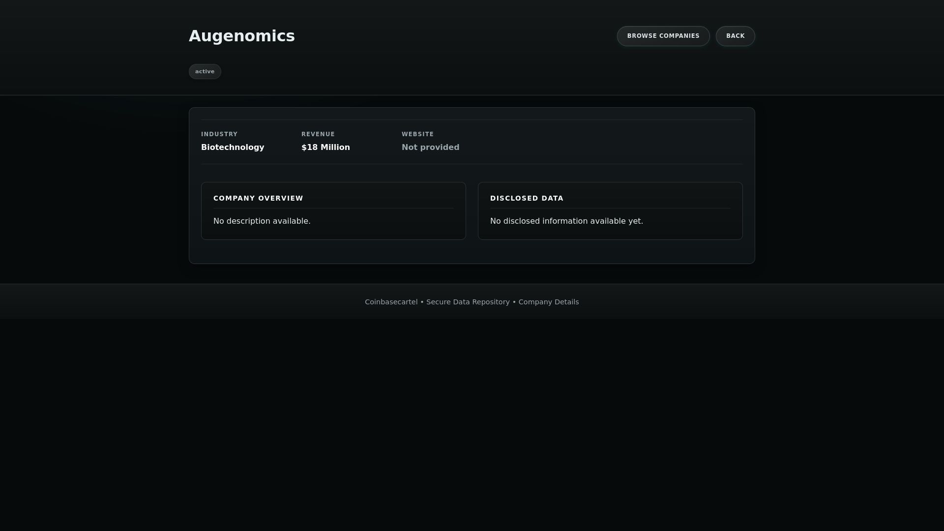 Screenshot of Augenomics leak page