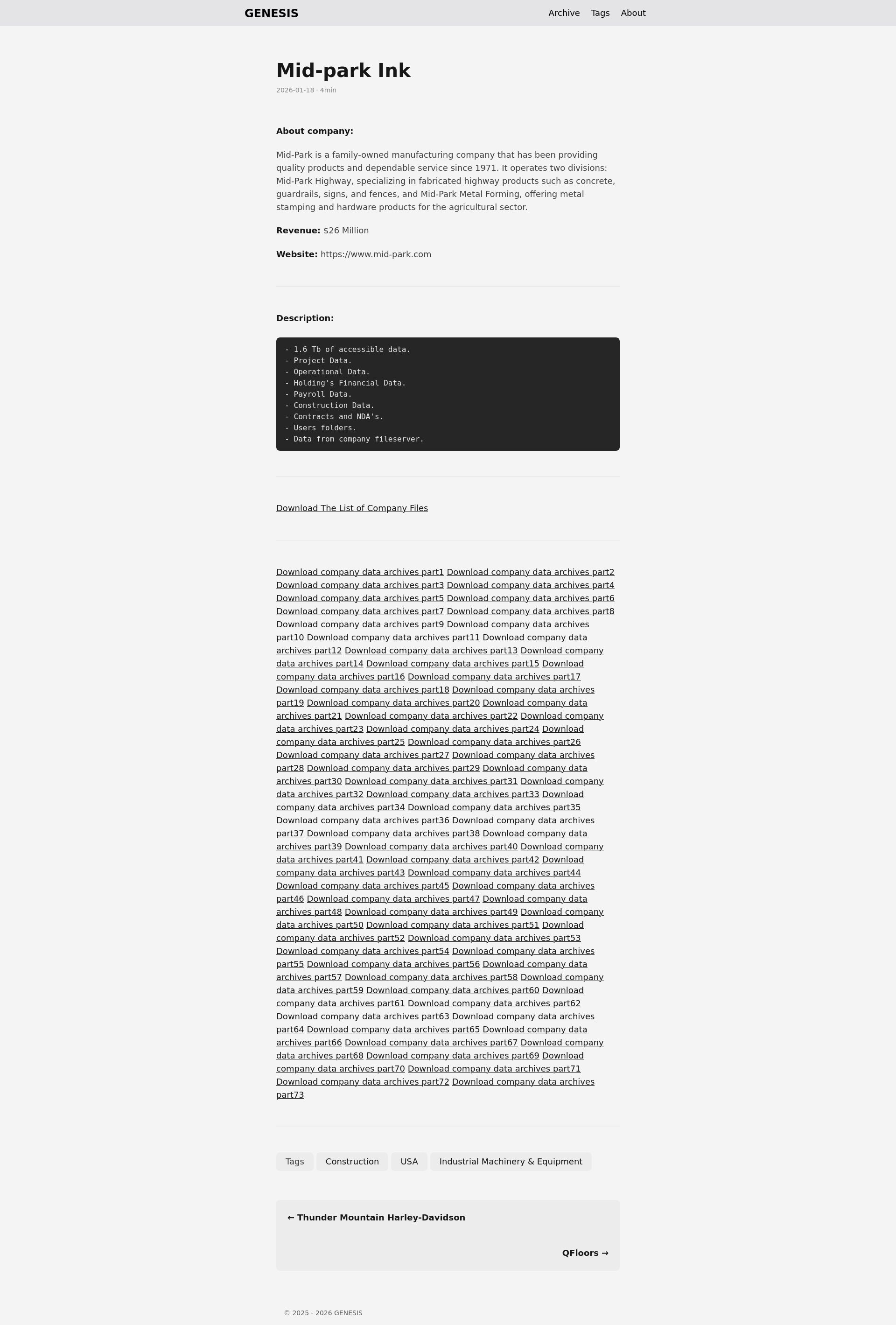 Screenshot of Mid-park Ink leak page