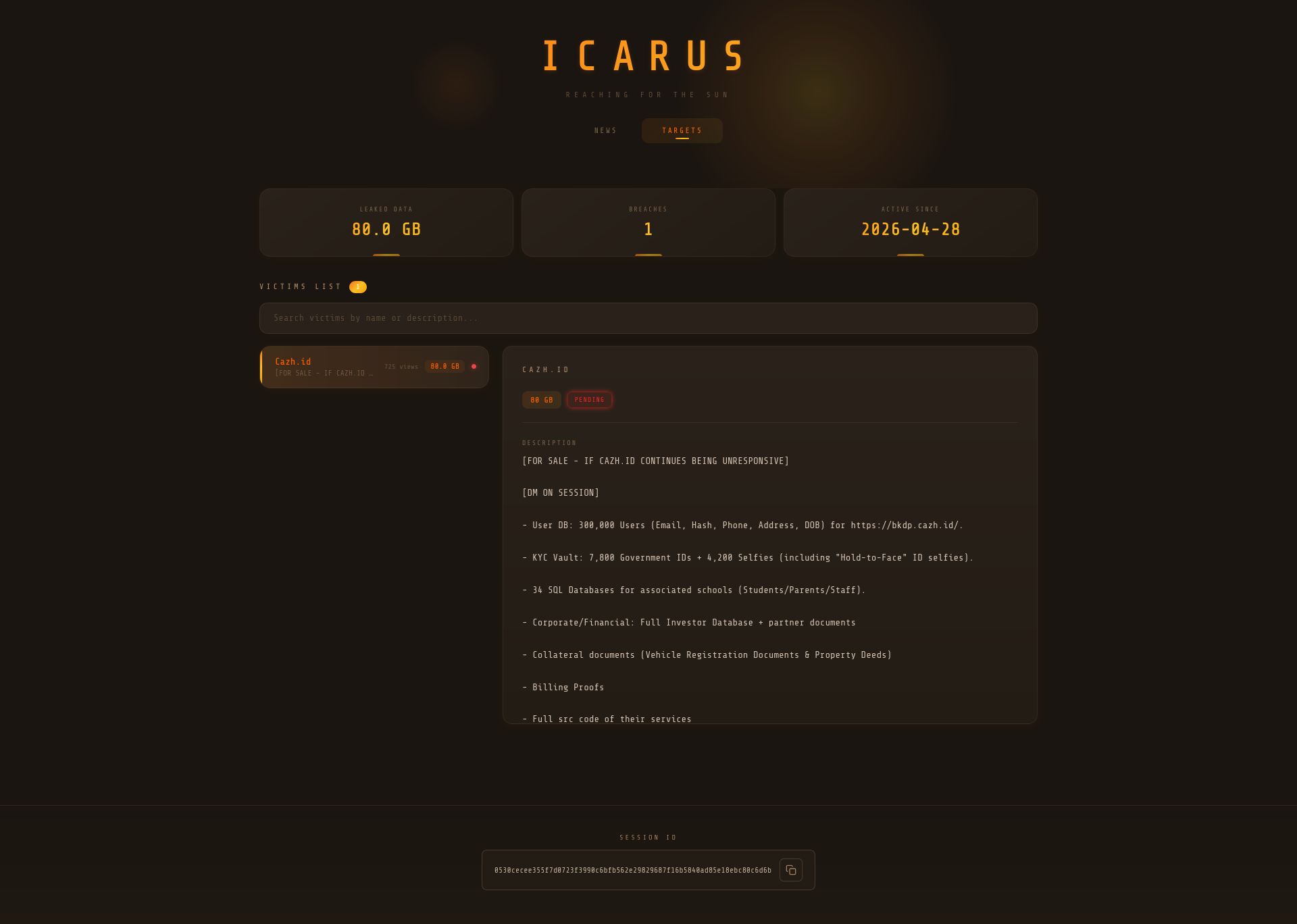 Screenshot of 725 views leak page