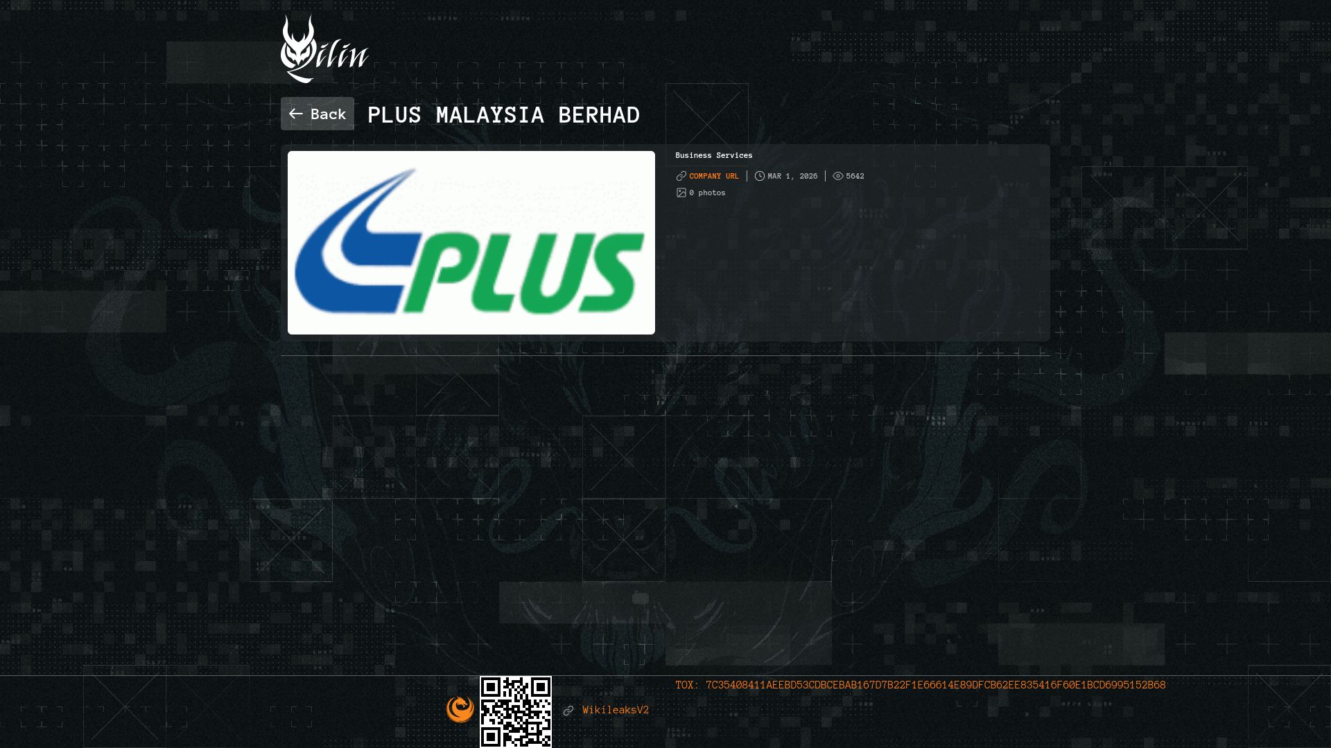 Screenshot of PLUS Malaysia Berhad leak page