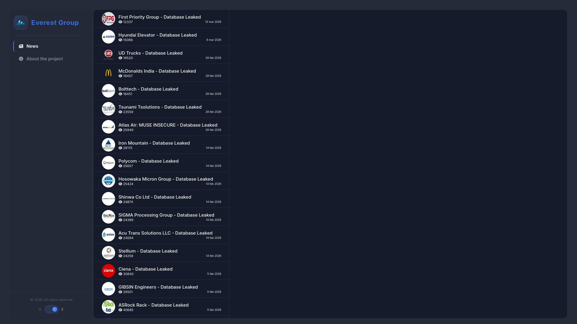 Screenshot of Morgan Records Management - Database leaked 30847 13 jan 2026 leak page