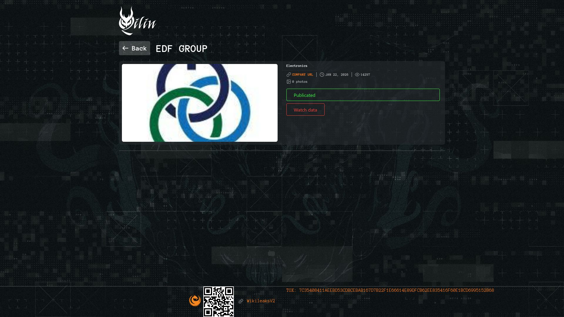 Screenshot of EDF Group leak page