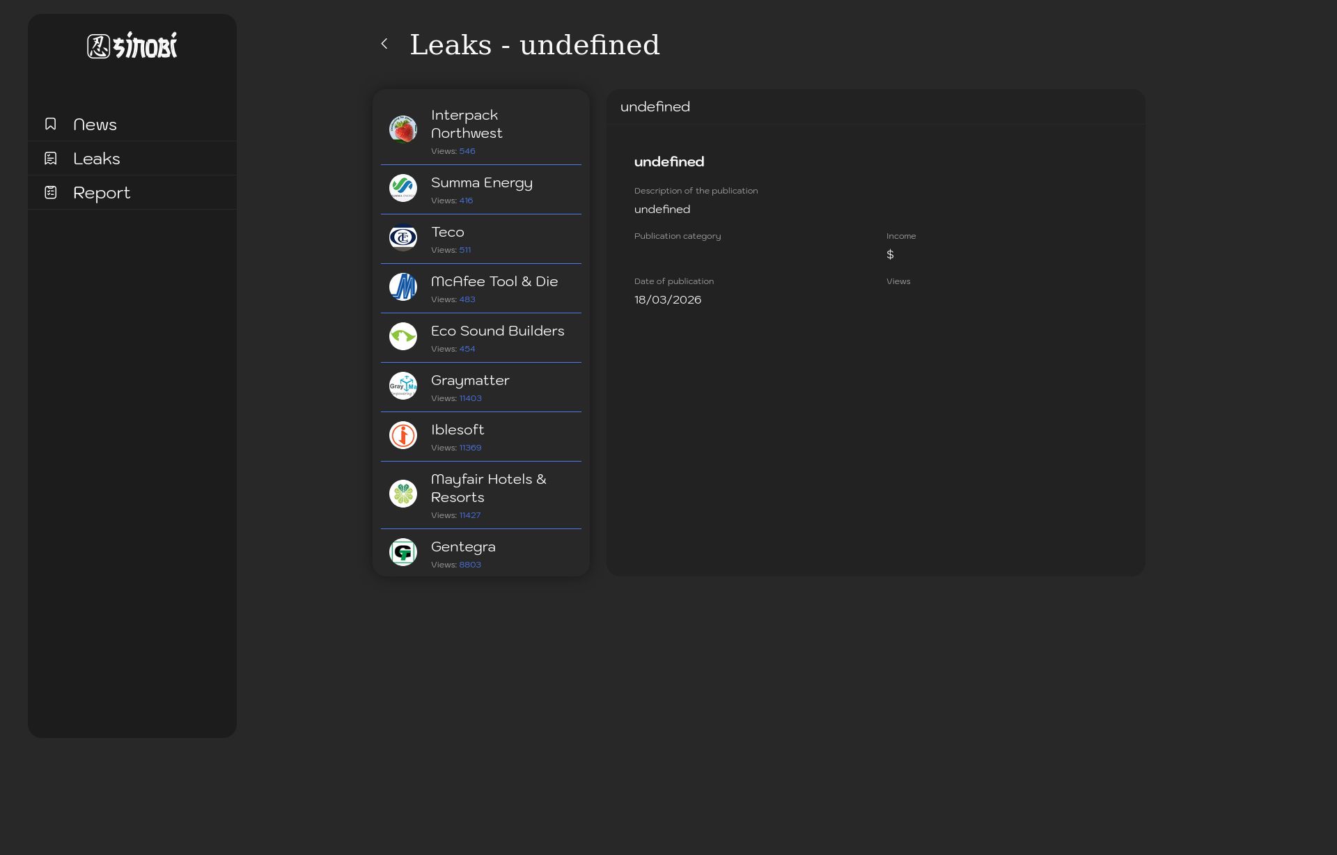 Screenshot of Advanced Business Equipment leak page