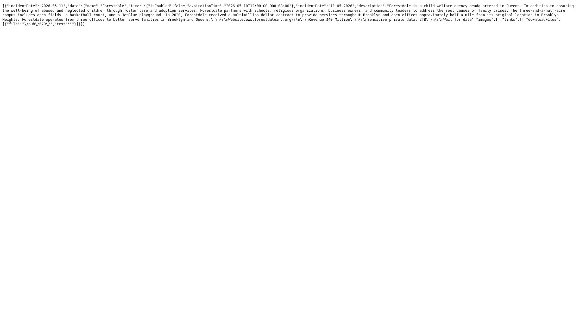 Screenshot of Forestdale leak page