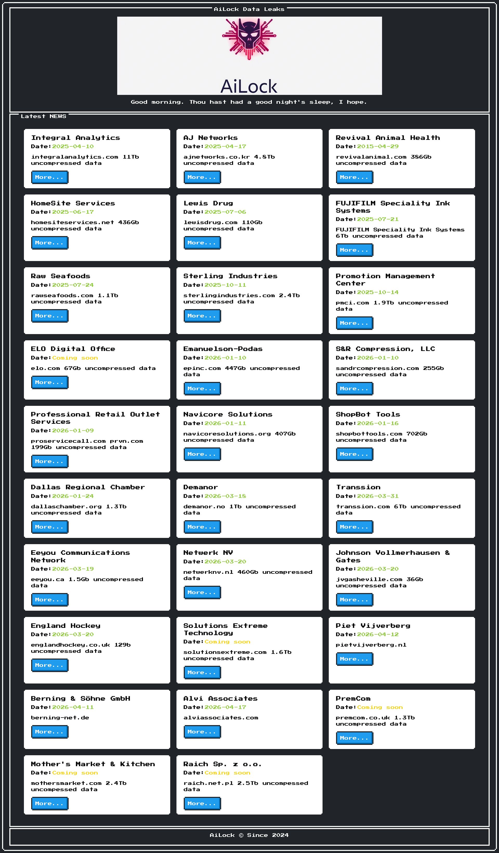 Screenshot of Raich Sp. z o.o. leak page