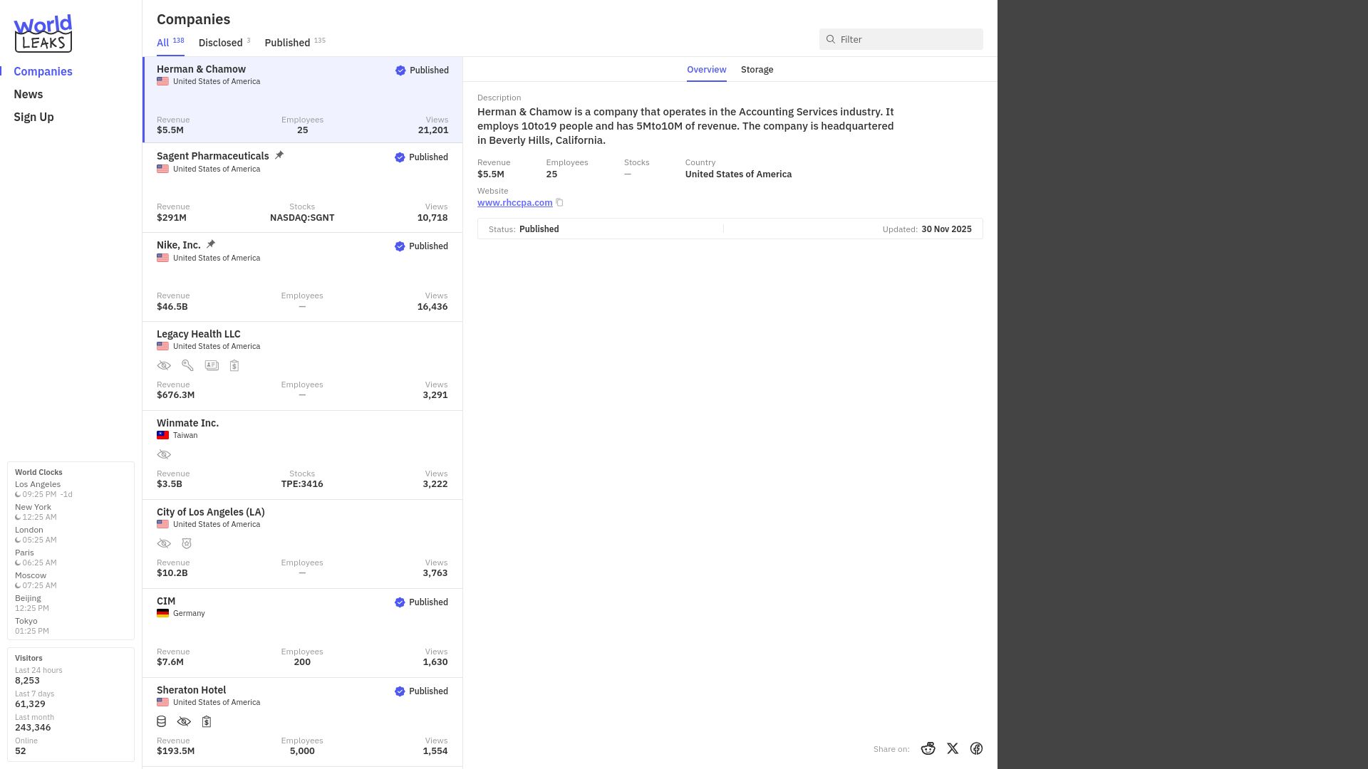 Screenshot of Herman & Chamow leak page
