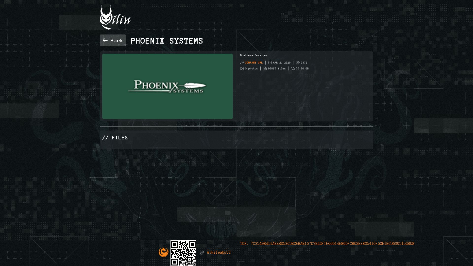Screenshot of Phoenix Systems leak page