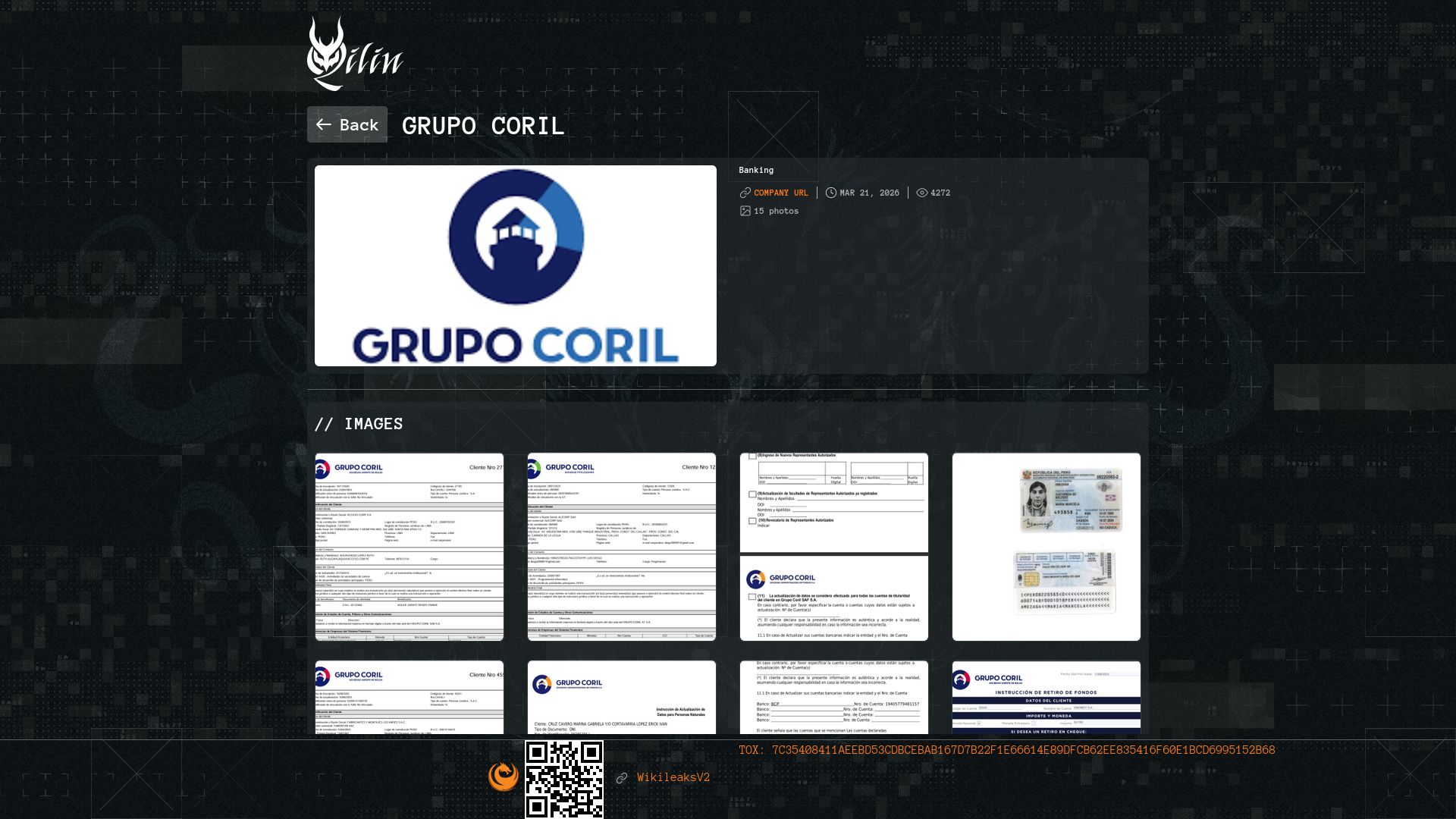 Screenshot of Grupo Coril leak page