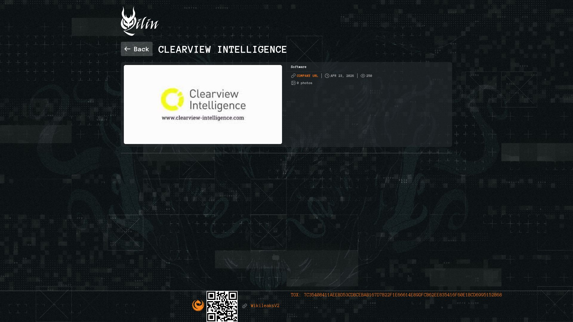 Screenshot of Clearview Intelligence leak page