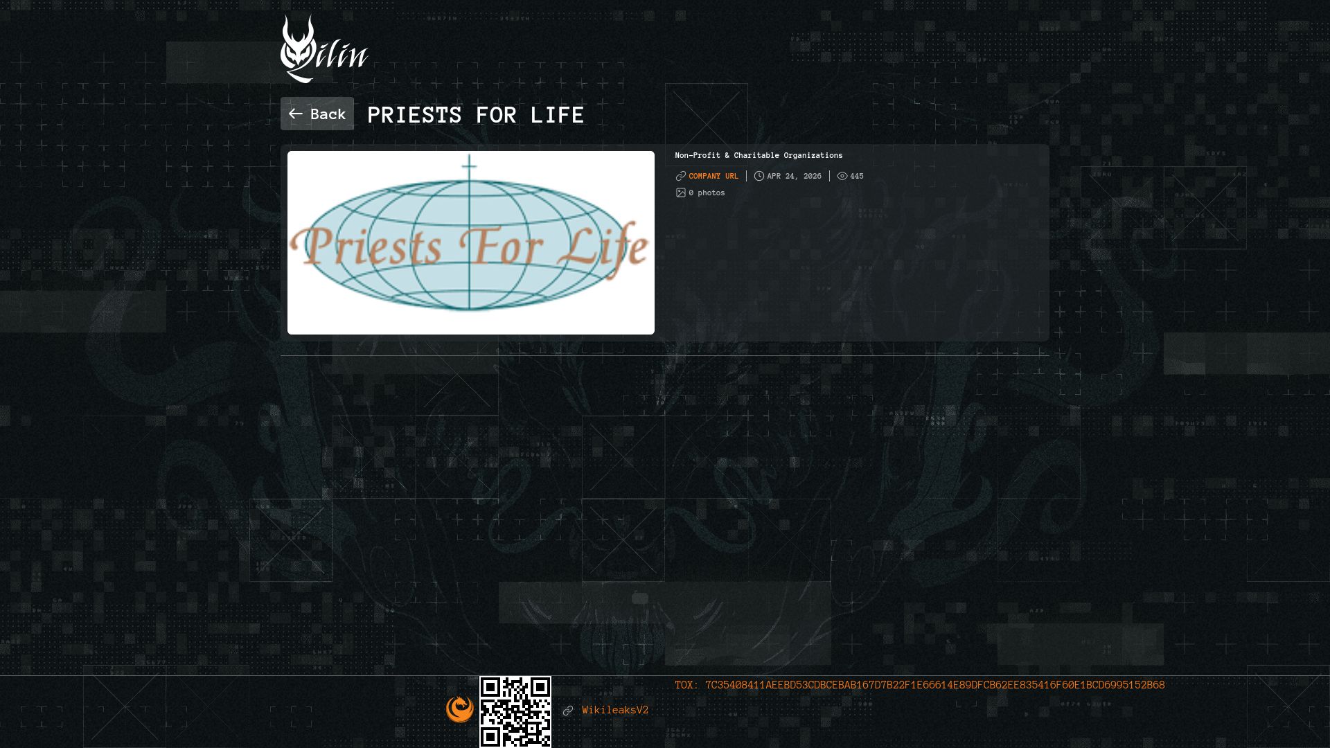 Screenshot of Priests for Life leak page