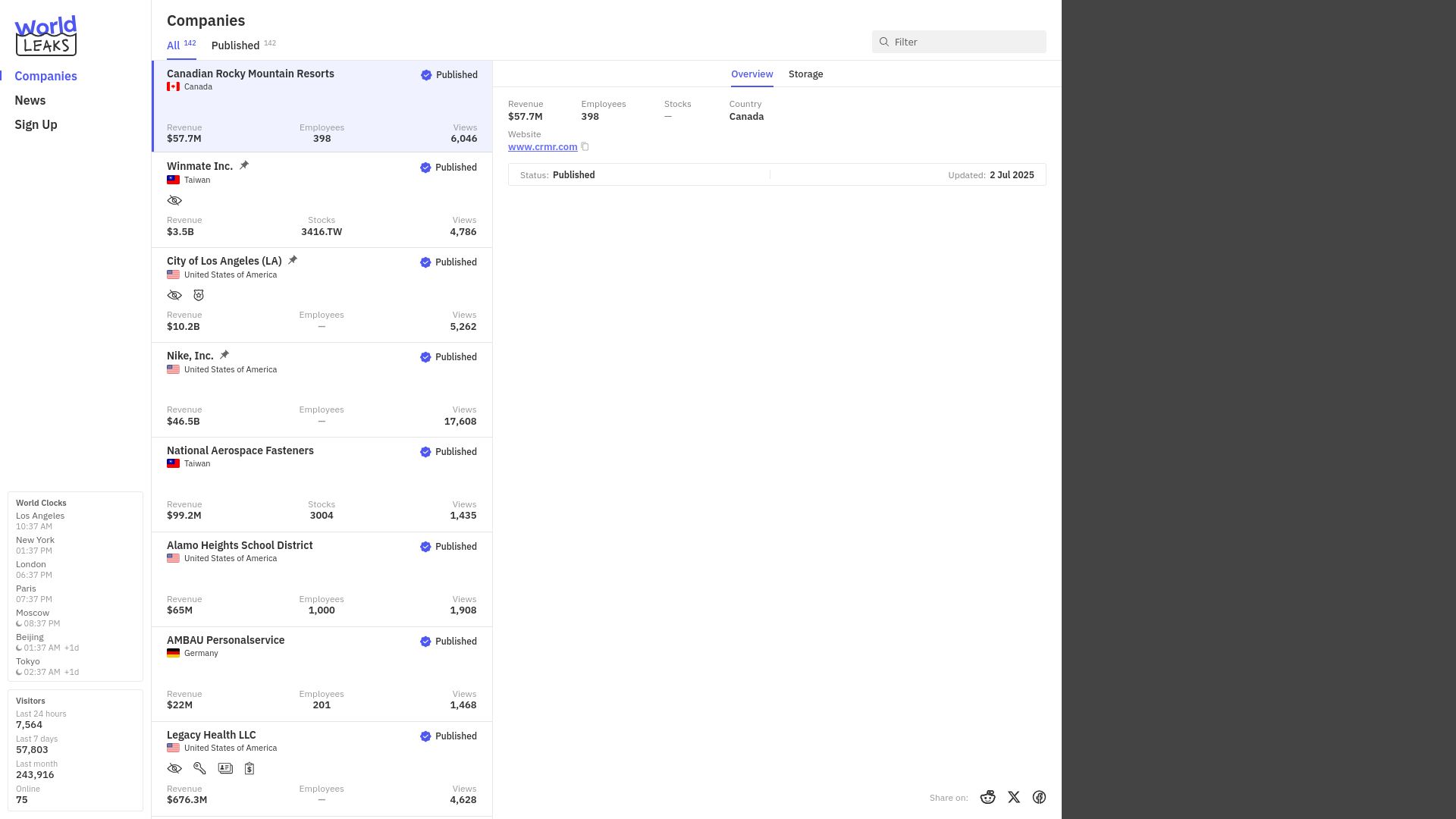 Screenshot of Canadian Rocky Mountain Resorts leak page