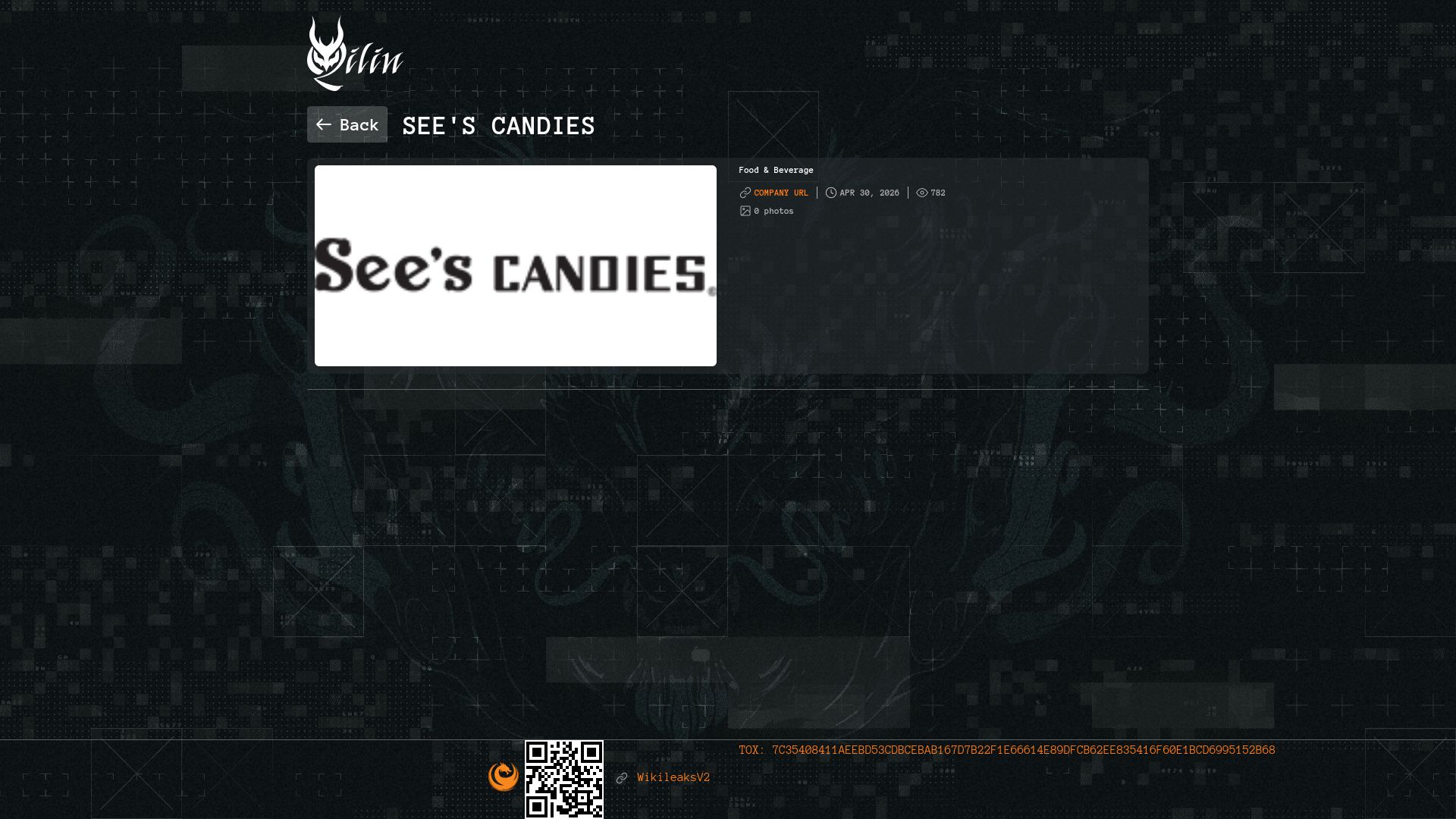 Screenshot of See's Candies leak page
