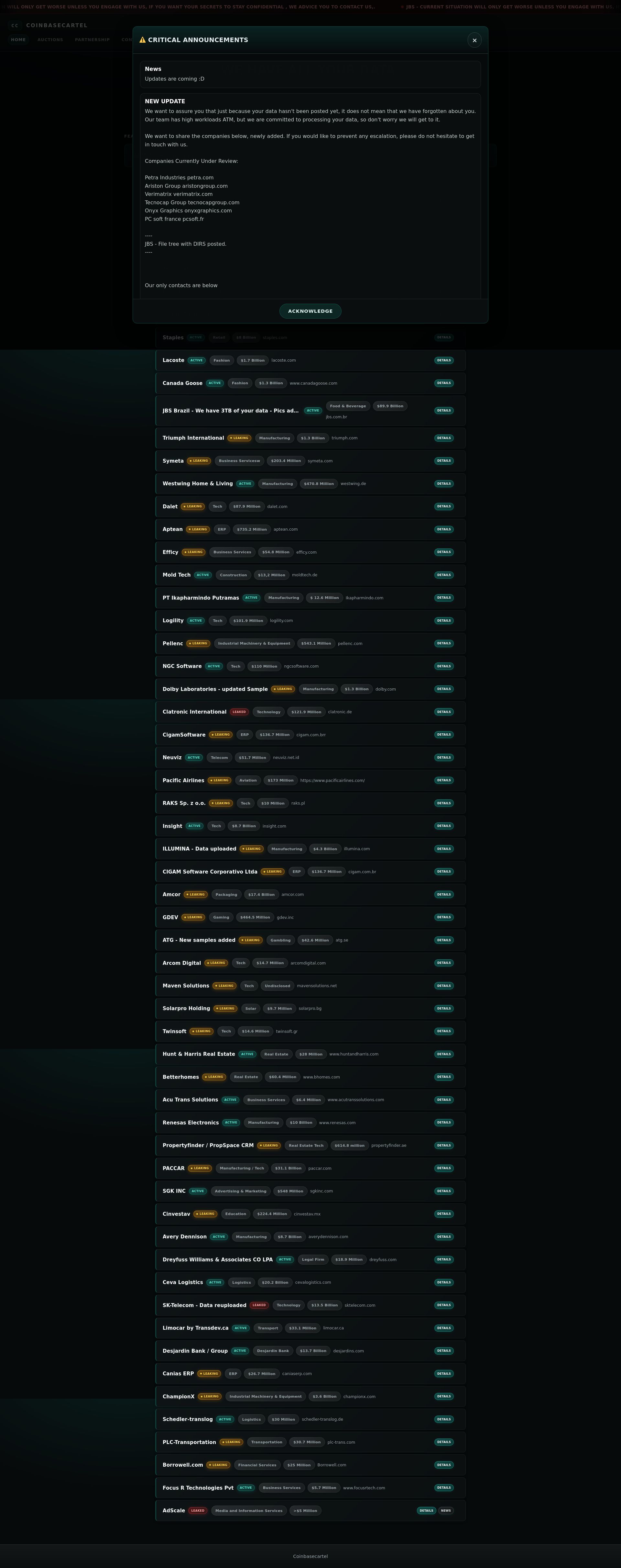 Screenshot of verimatrix.com leak page