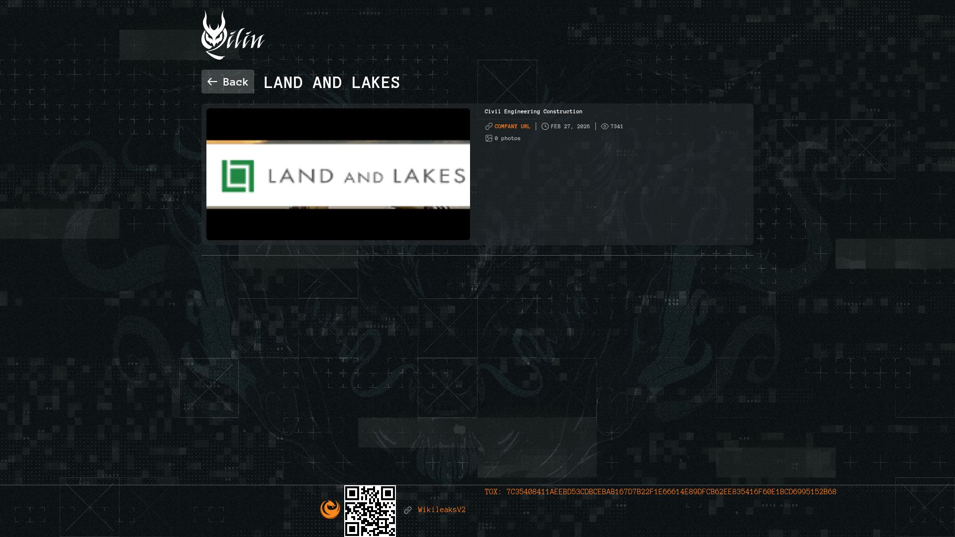 Screenshot of Land and Lakes leak page
