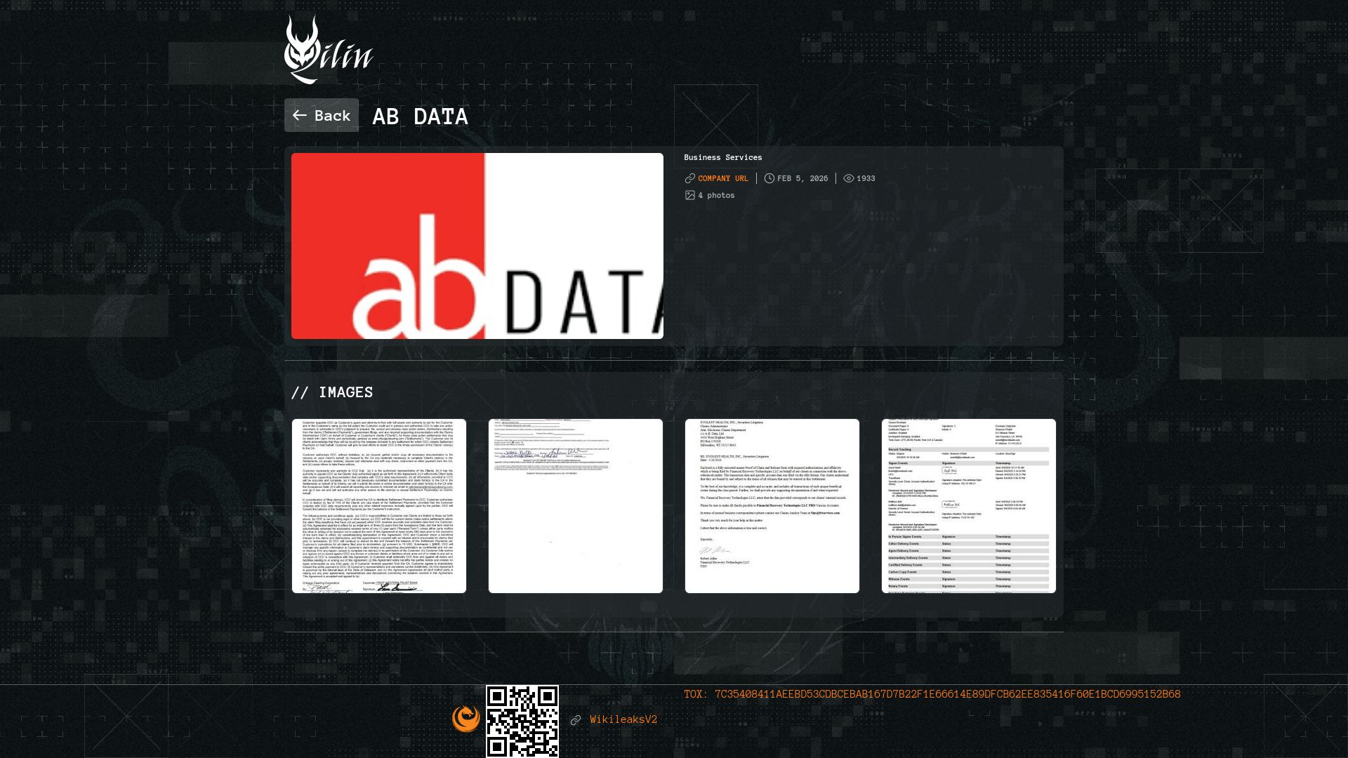 Screenshot of abdata.com leak page